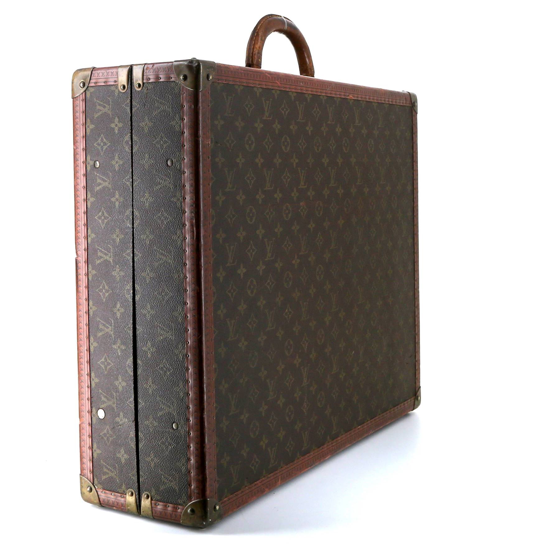 Louis Vuitton Bisten 60 suitcase in monogram canvas and brown lozine (vulcanised fibre)