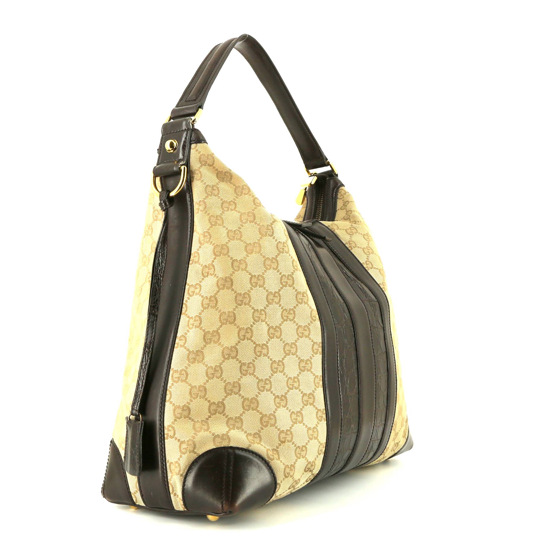 Gucci messenger bag in beige "sûpreme GG" canvas and brown Cacao crocodile