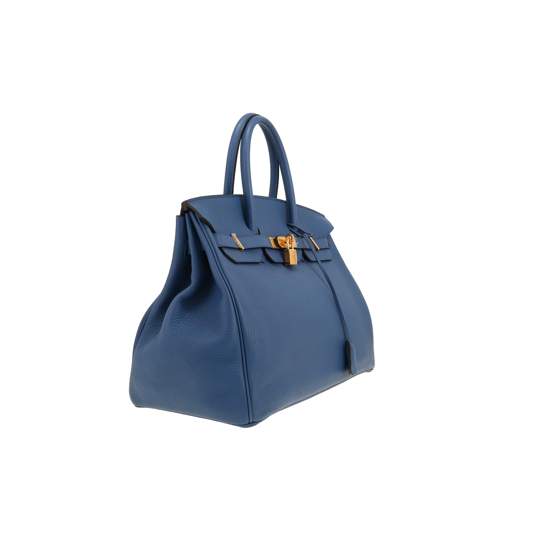Borsa Hermès  Birkin 35 cm in pelle taurillon clemence blu