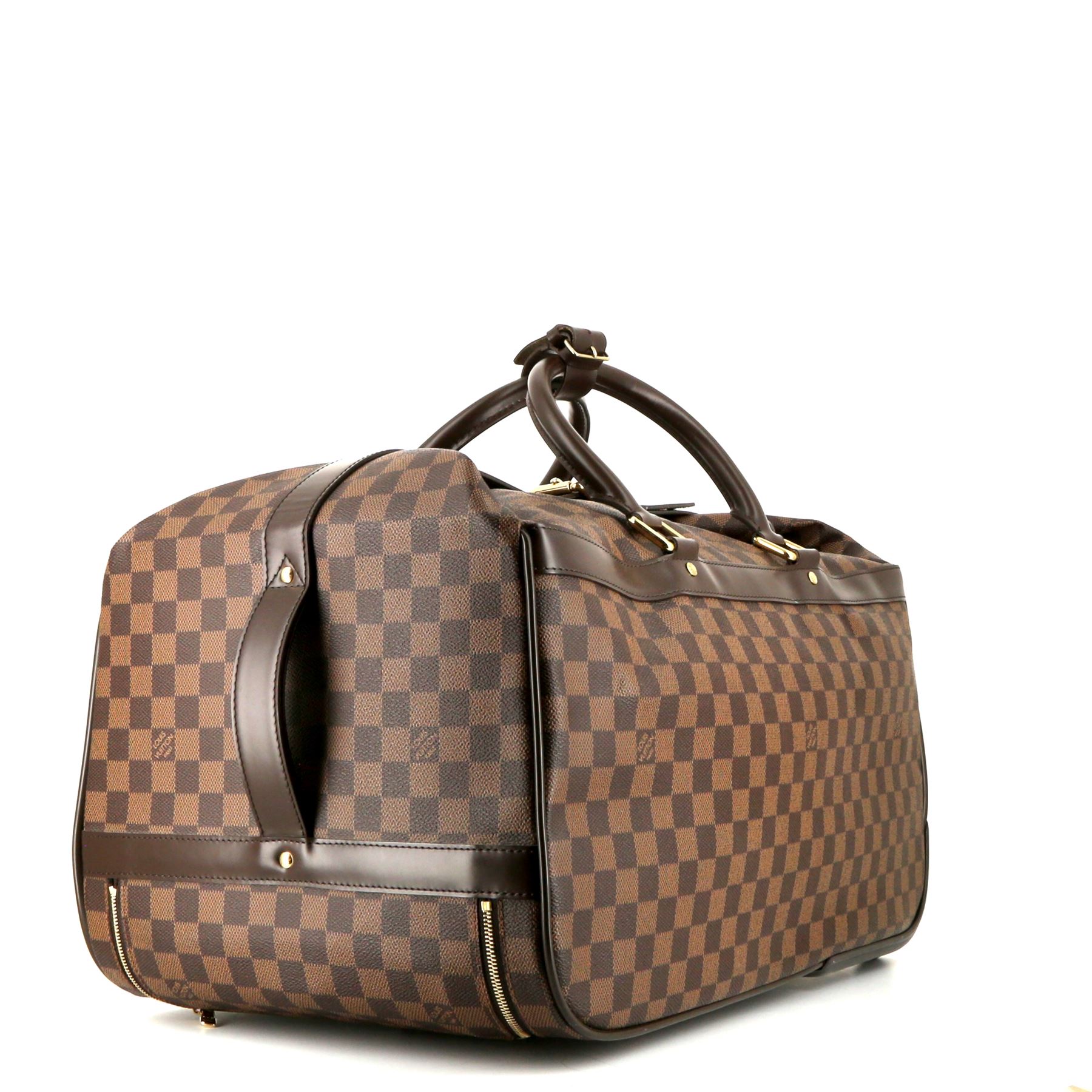 Louis Vuitton  Eole travel bag  in brown damier canvas  and brown leather