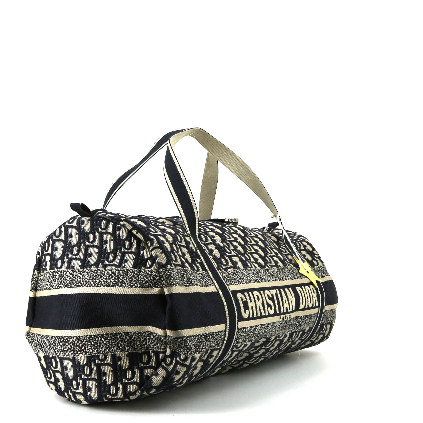 Sac de week end Dior Bowling en toile monogram Oblique bleue et blanche