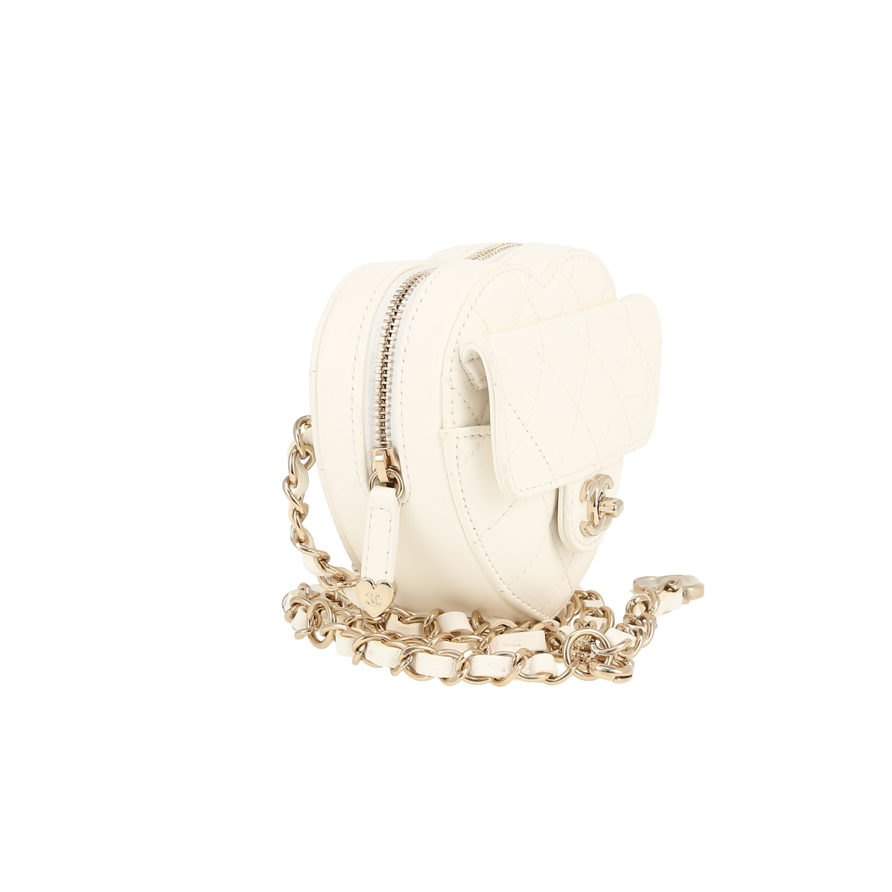 Pochette-ceinture Chanel  Heart bag en cuir matelassé blanc