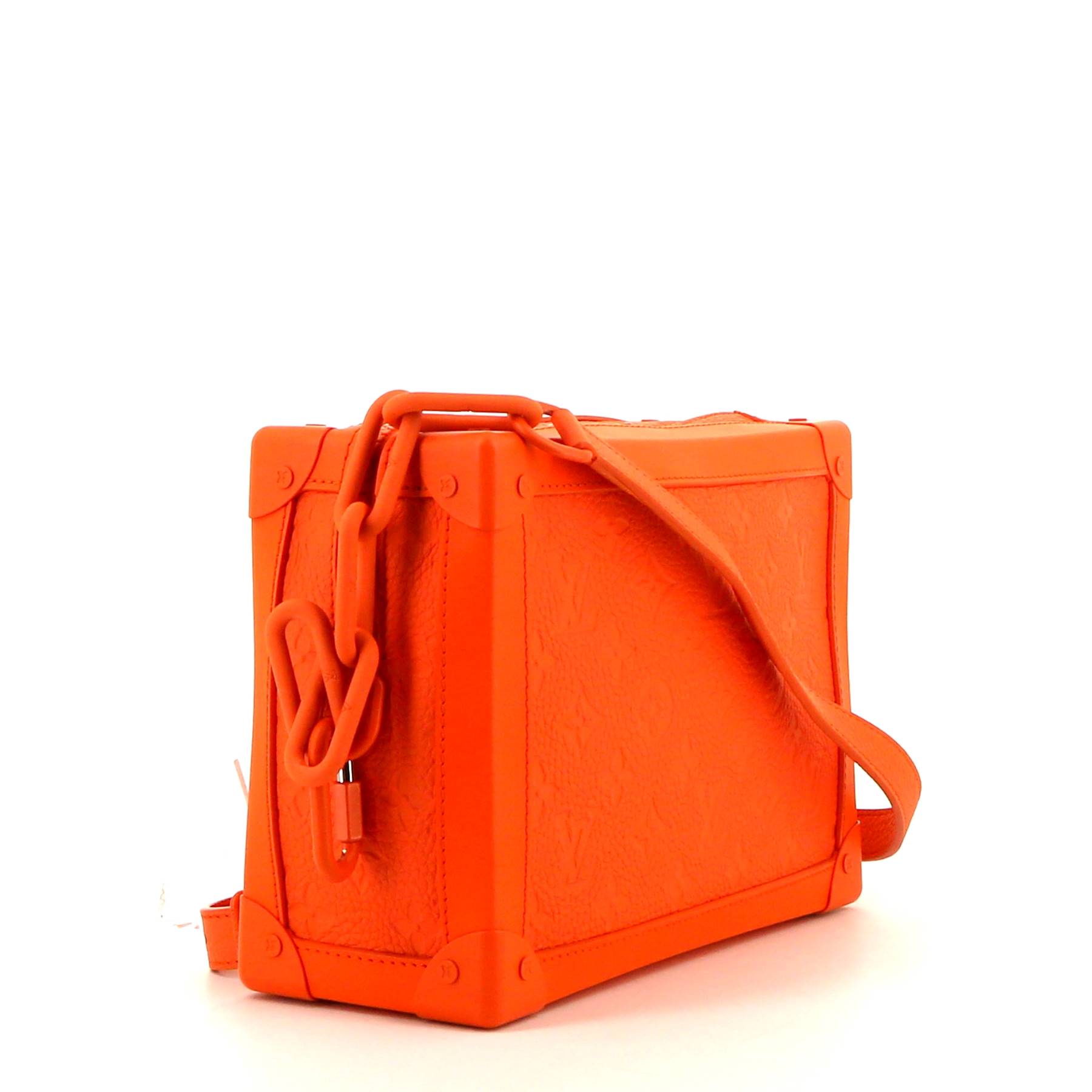 Sac bandoulière Louis Vuitton Soft Trunk en cuir monogram orange et cuir orange