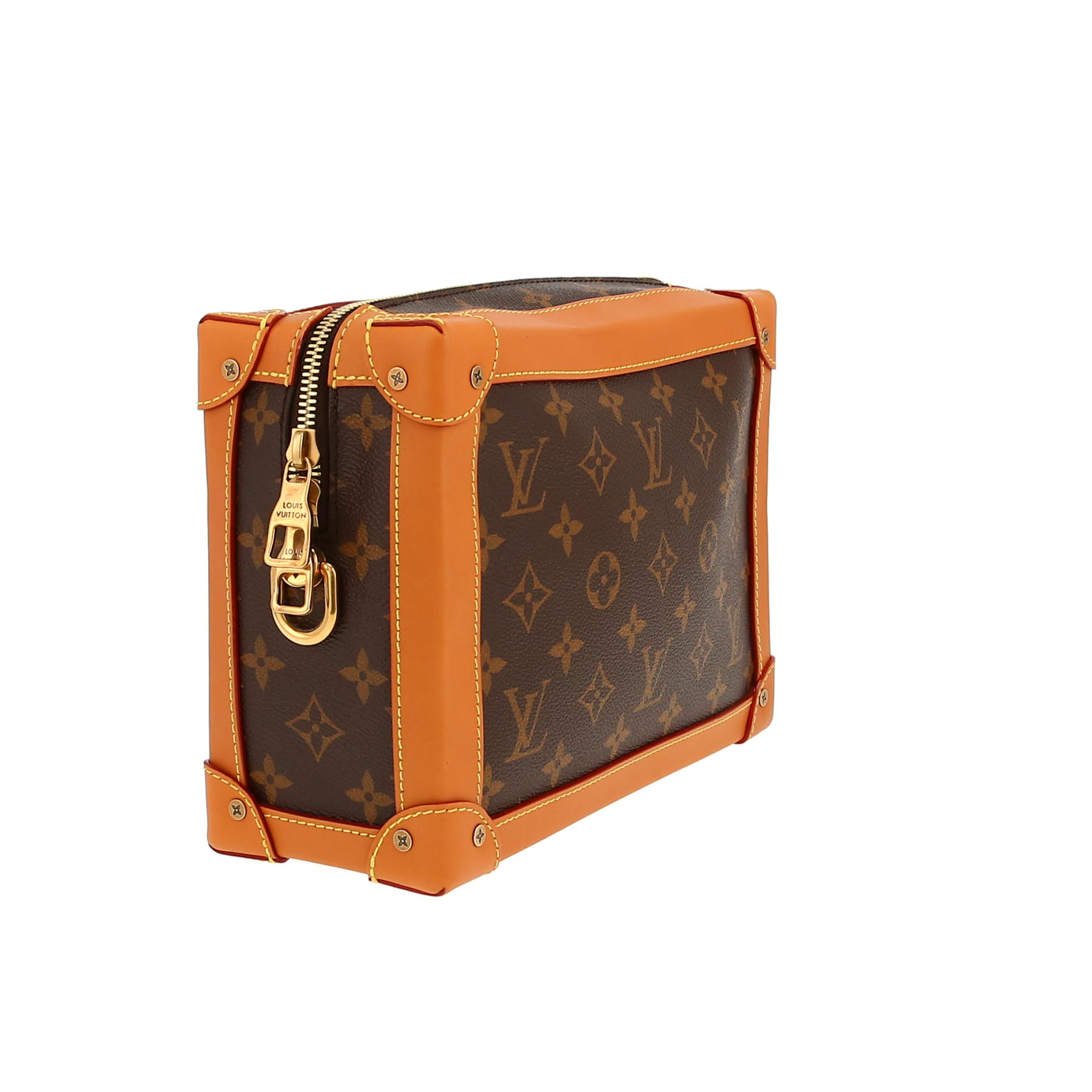 Louis Vuitton Soft Trunk shoulder bag in brown monogram canvas and natural leather