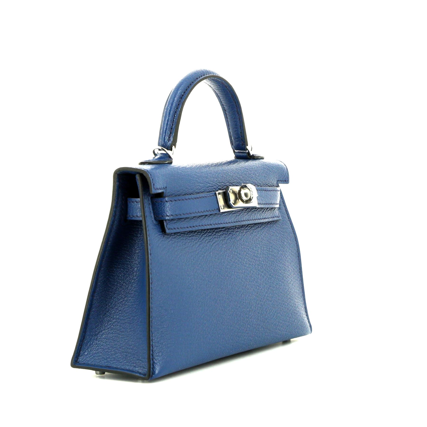 Hermès Kelly 20 cm handbag in blue Mysore leather