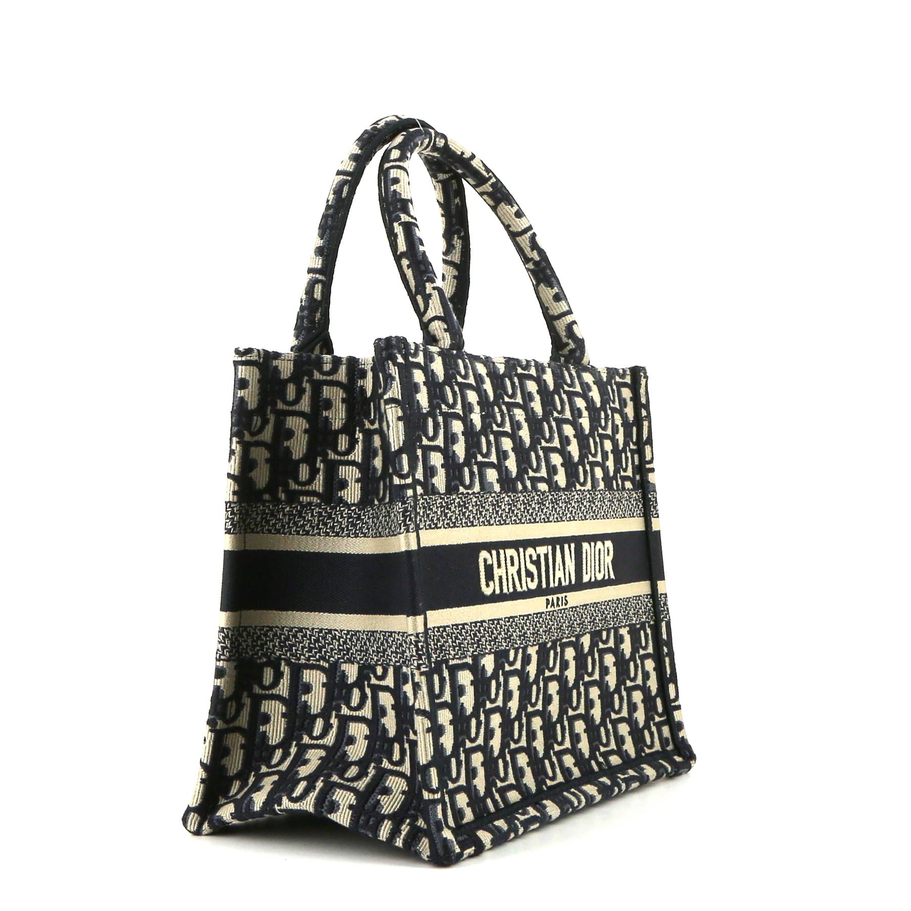 Dior Book Tote small model shopping bag in blue and beige monogram canvas