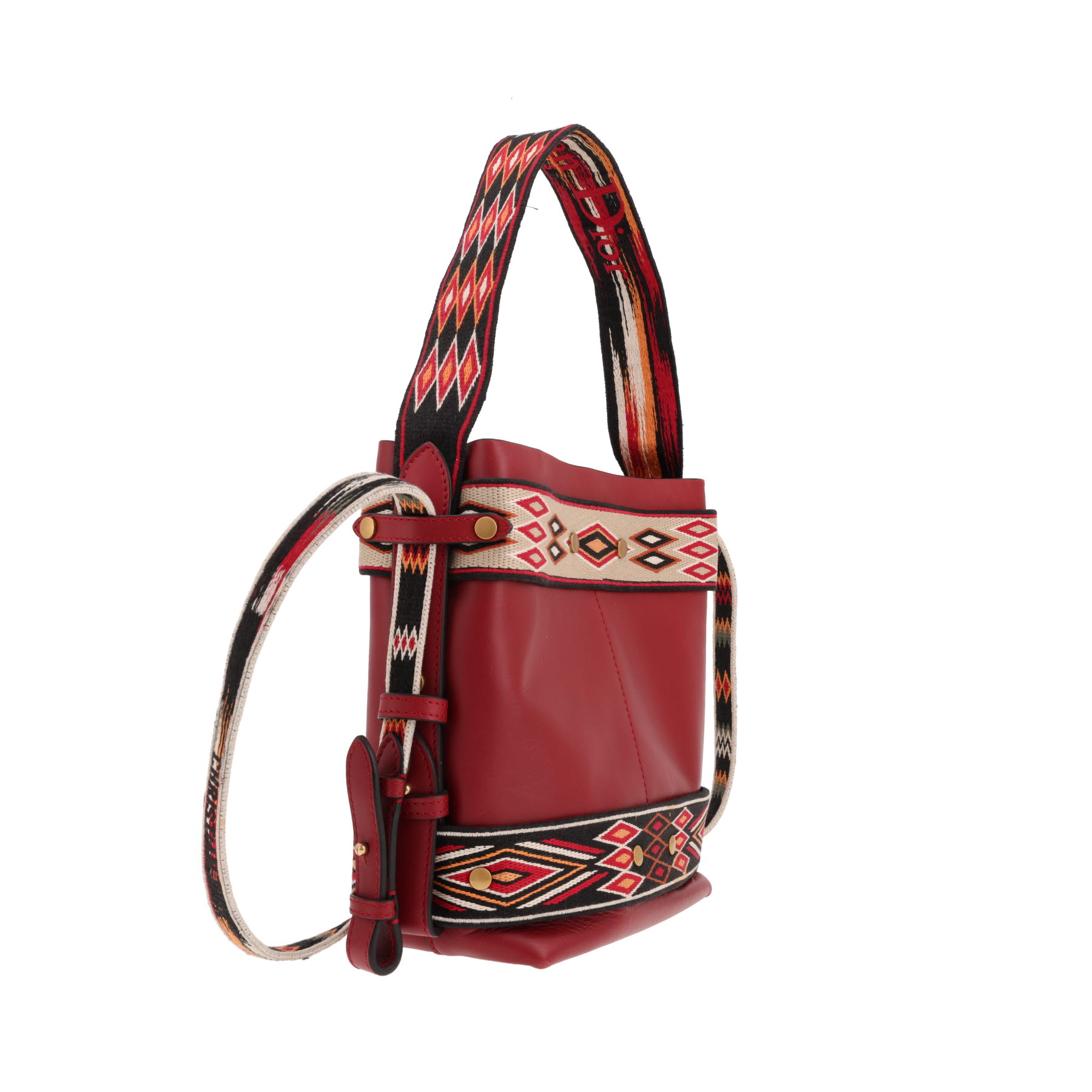 Dior Hobo Diorodéo handbag in burgundy leather and multicolor canvas