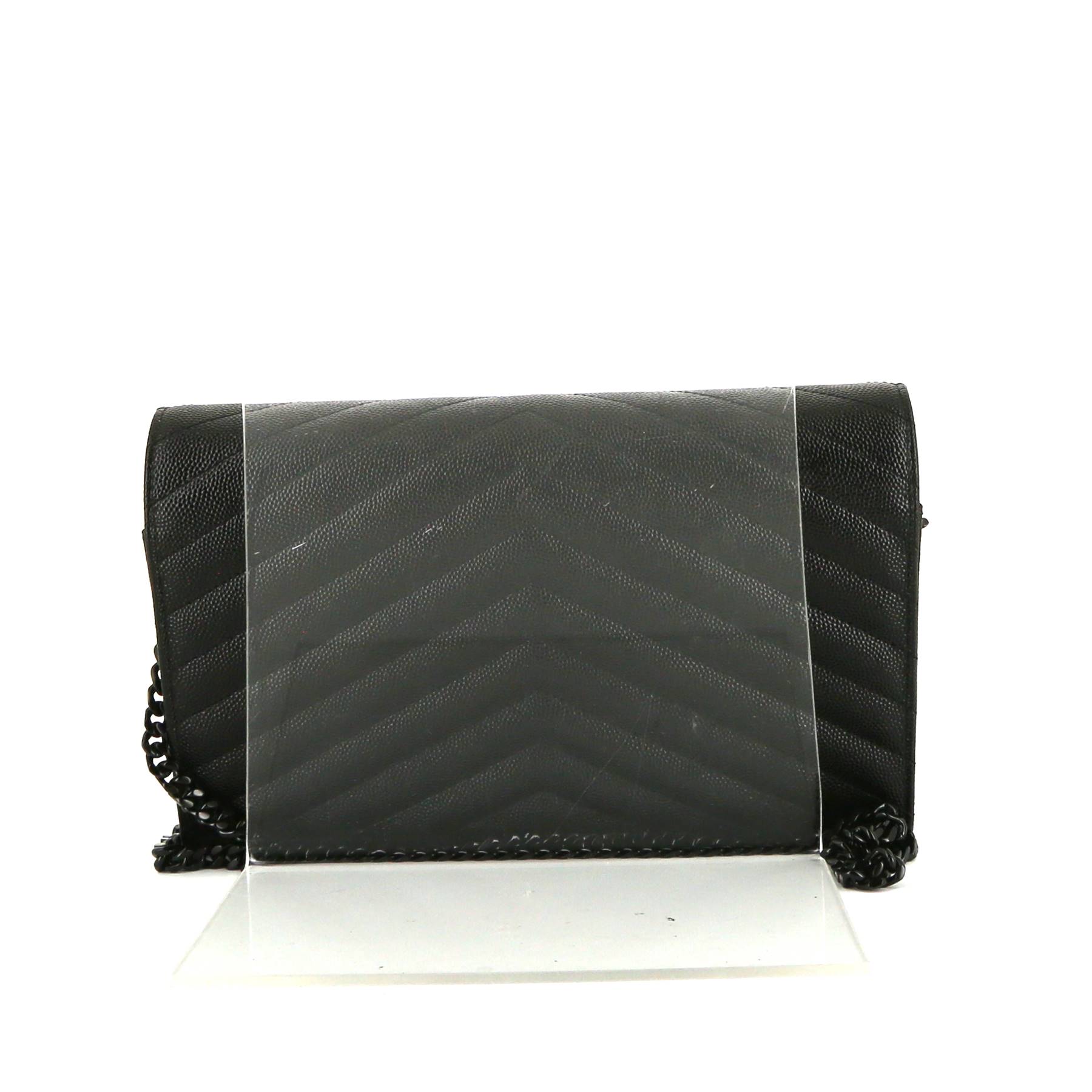 Cassandre Shoulder Bag In Black Grained Leather