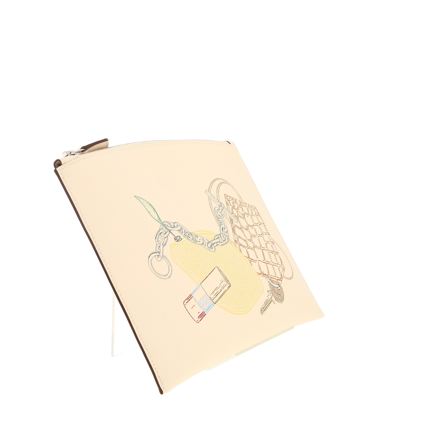 Pochette Hermès In&Out en cuir Swift blanc nata