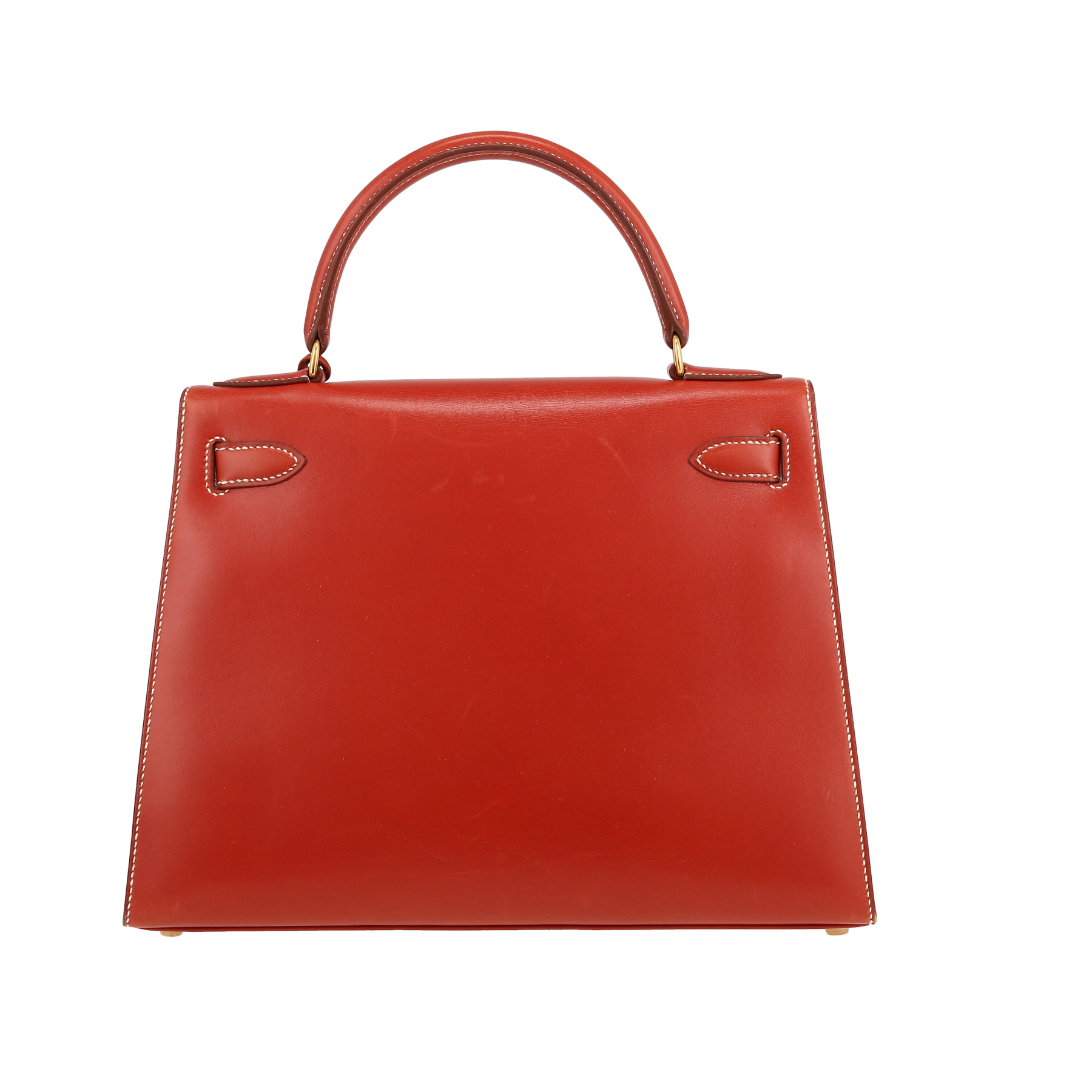 Kelly 28 cm Handbag In Brick Box Leather