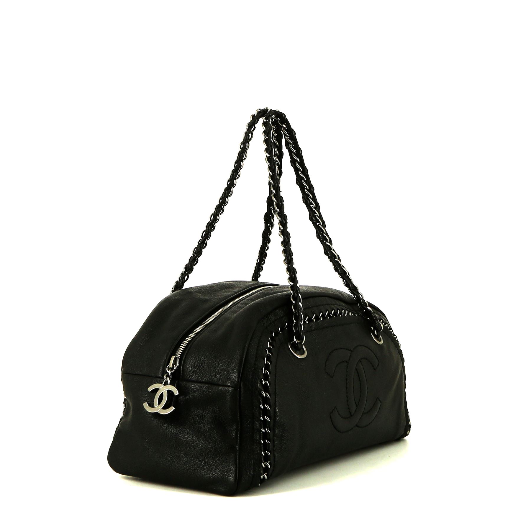 Sac à main Chanel  Bowling en cuir noir