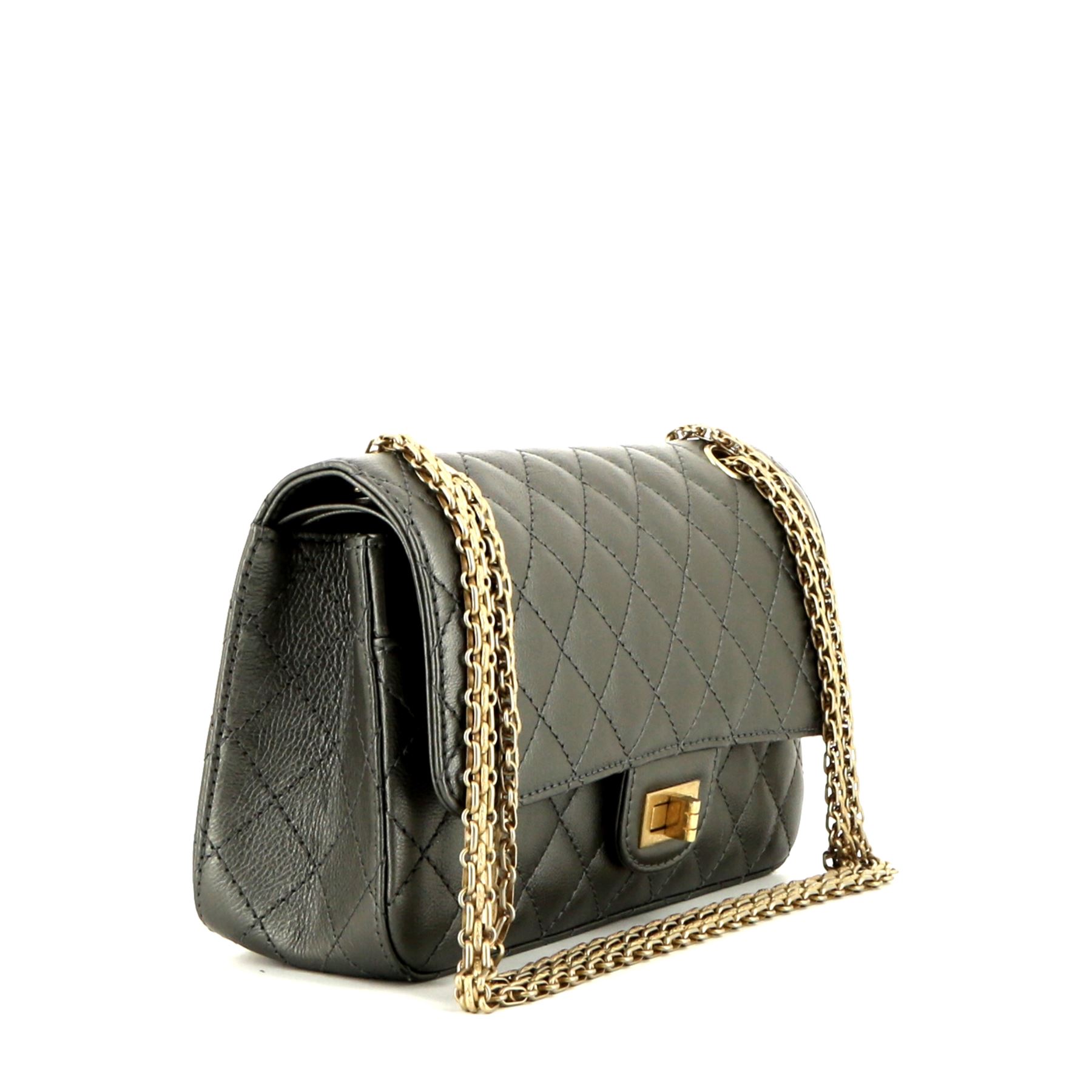 Borsa Chanel 2.55 in pelle trapuntata grigio metallizzato