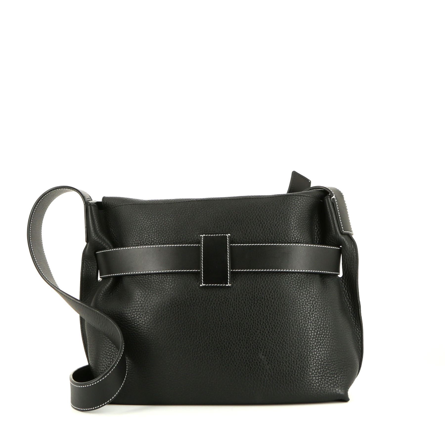 Shoulder Bag In Black Grained Leather