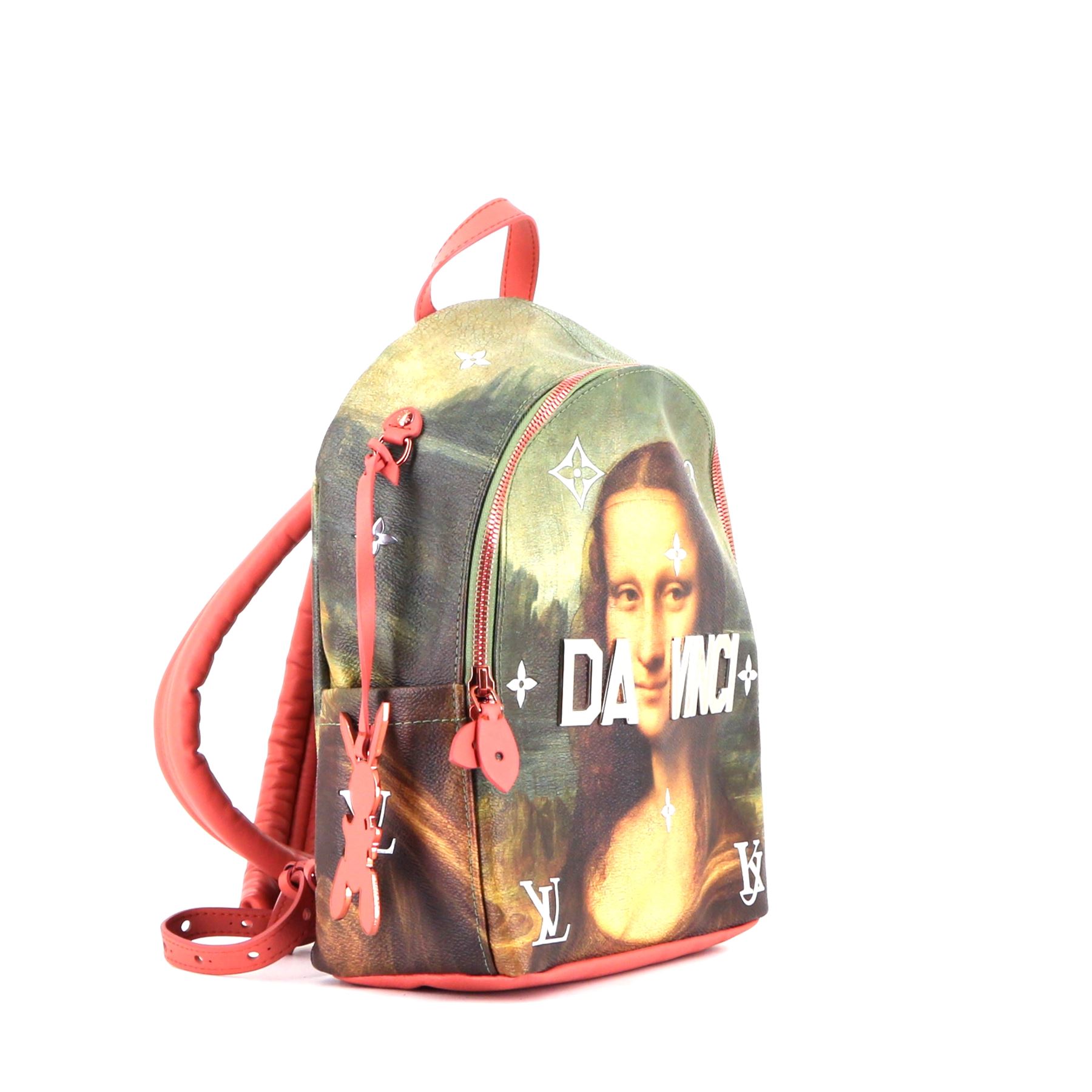 Louis Vuitton  Editions Limitées Jeff Koons backpack  in green and beige leather  and pink leather