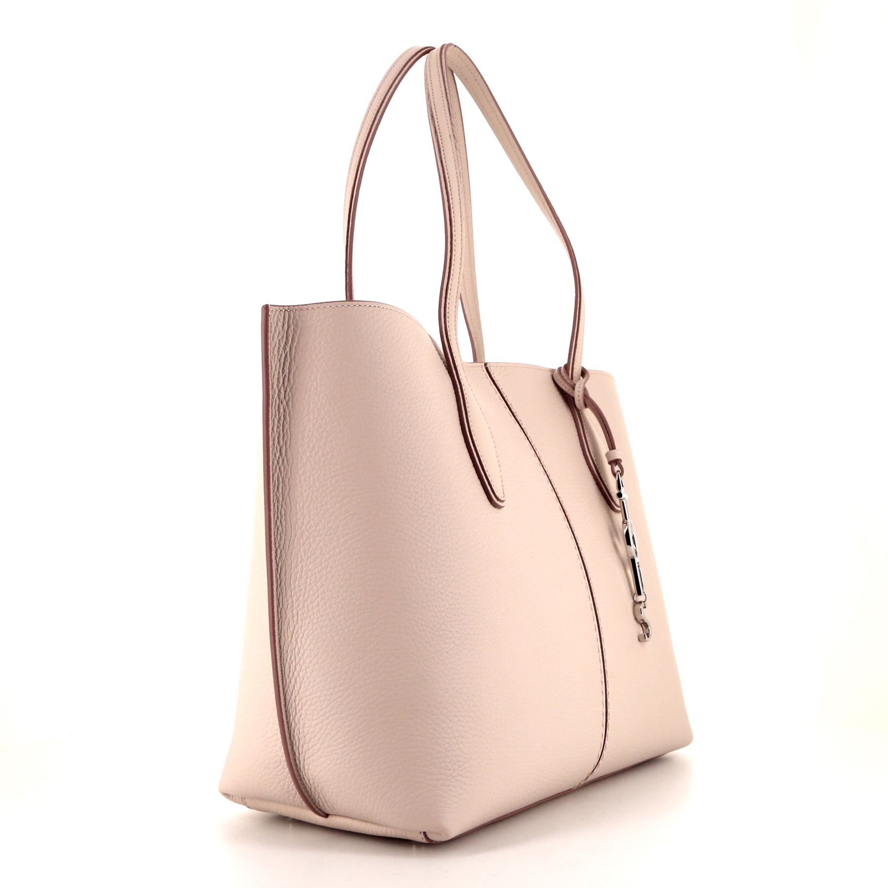Tod's Joy shopping bag in varnished pink grained leather