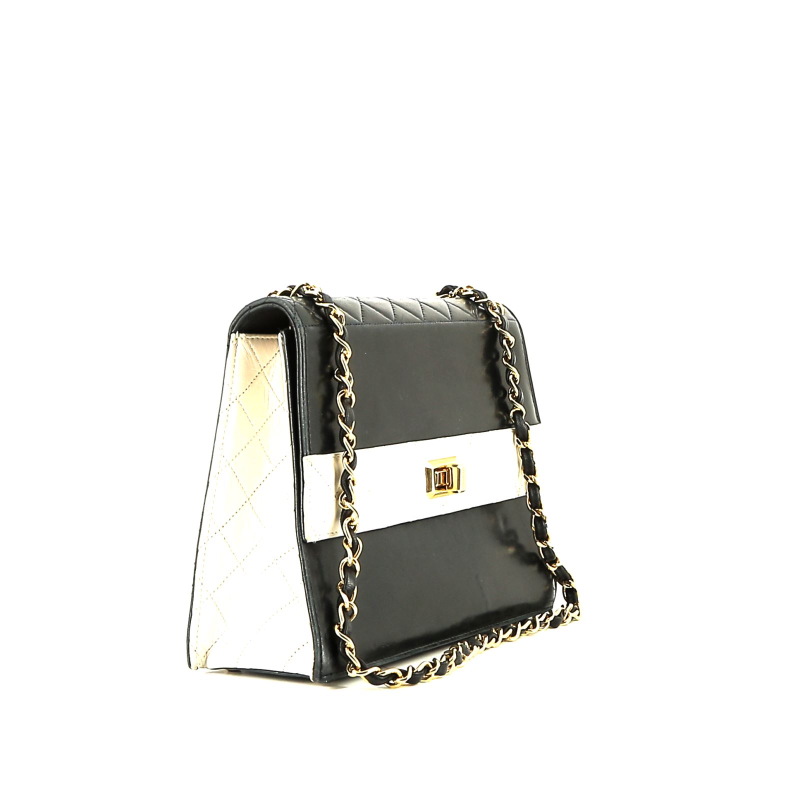 Chanel  Vintage handbag  in blue and white quilted leather