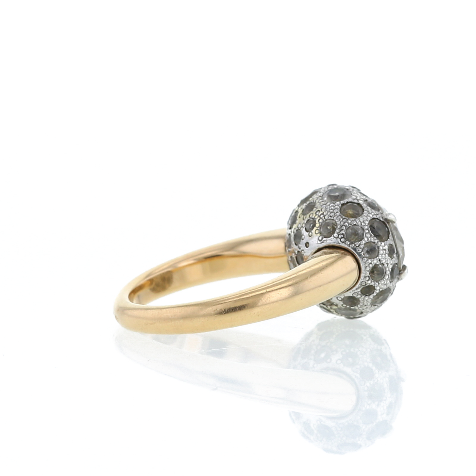 Pomellato Tabou ring in pink gold,  silver and topaz