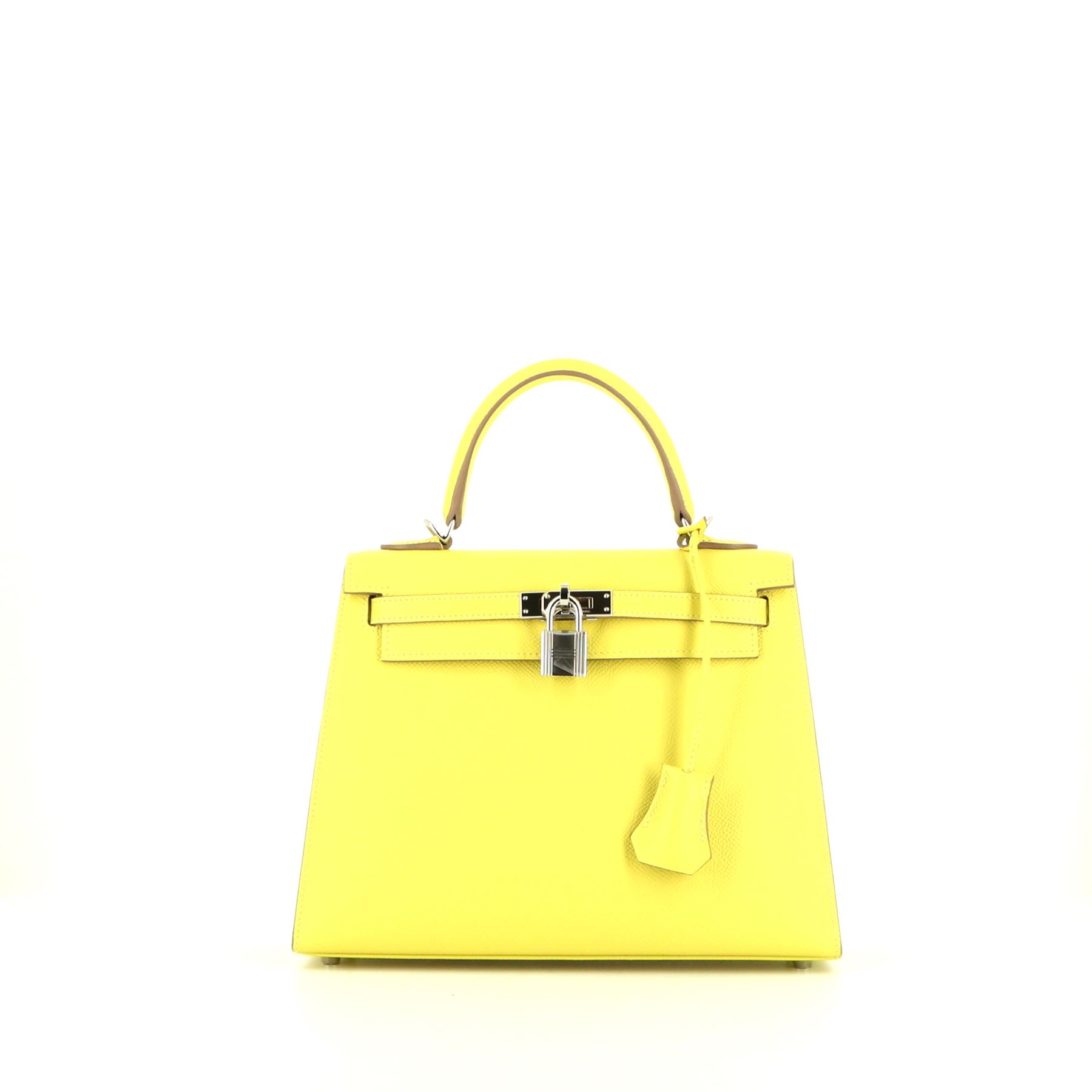 Kelly 25 cm Handbag In Yellow Lime Epsom Leather