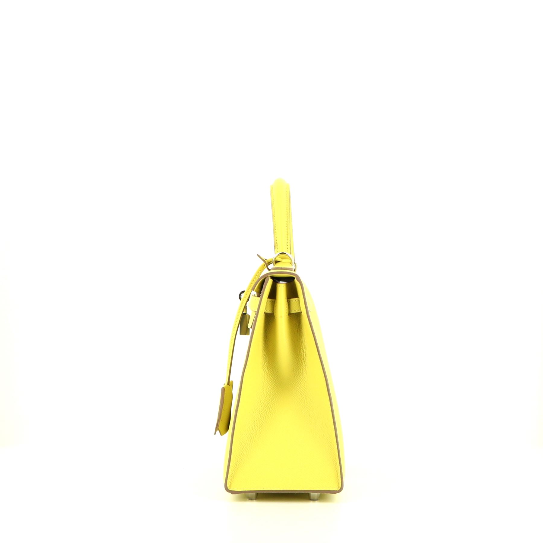 Kelly 25 cm Handbag In Yellow Lime Epsom Leather