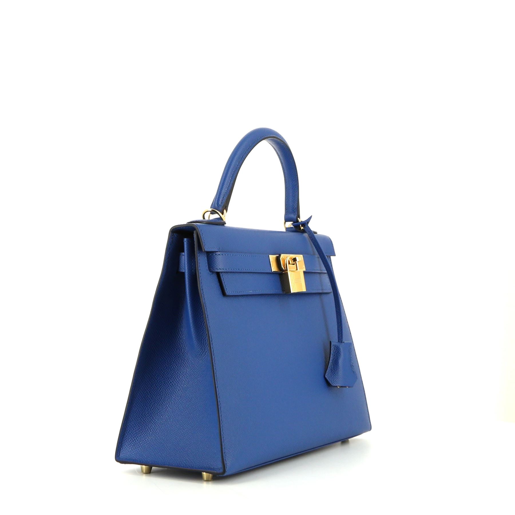 Borsa Hermès Kelly 28 cm in pelle Epsom Bleu France