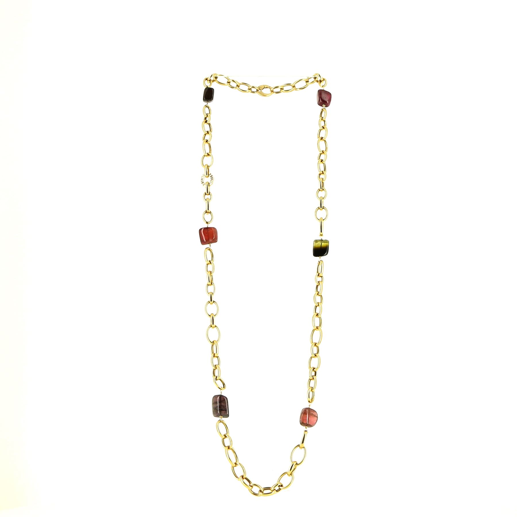 Long Necklace In Yellow Gold And Tourmaline
