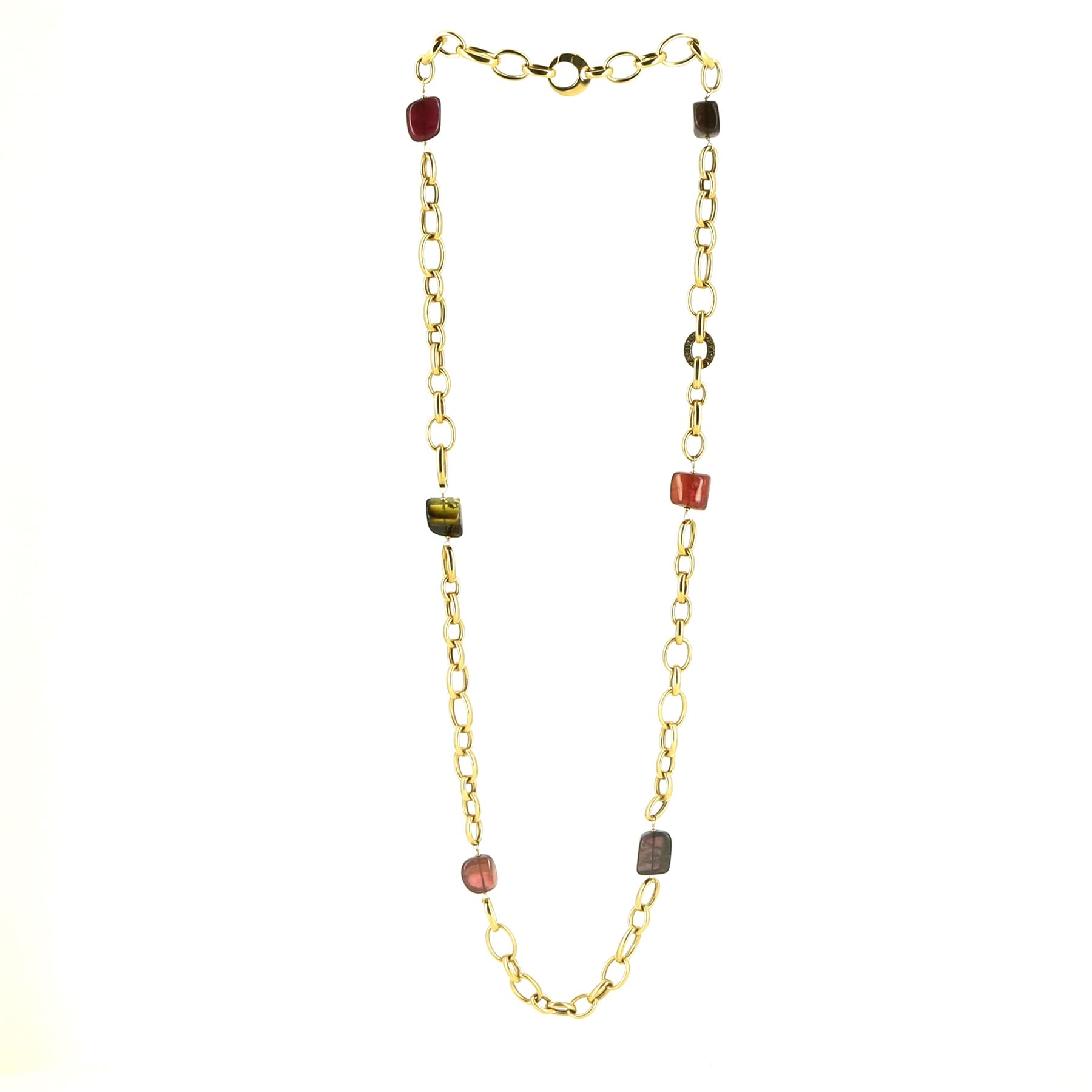 Long Necklace In Yellow Gold And Tourmaline