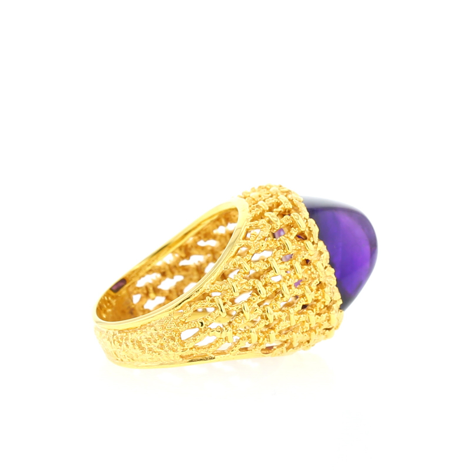Bague Vintage en or jaune 14 carats et améthyste