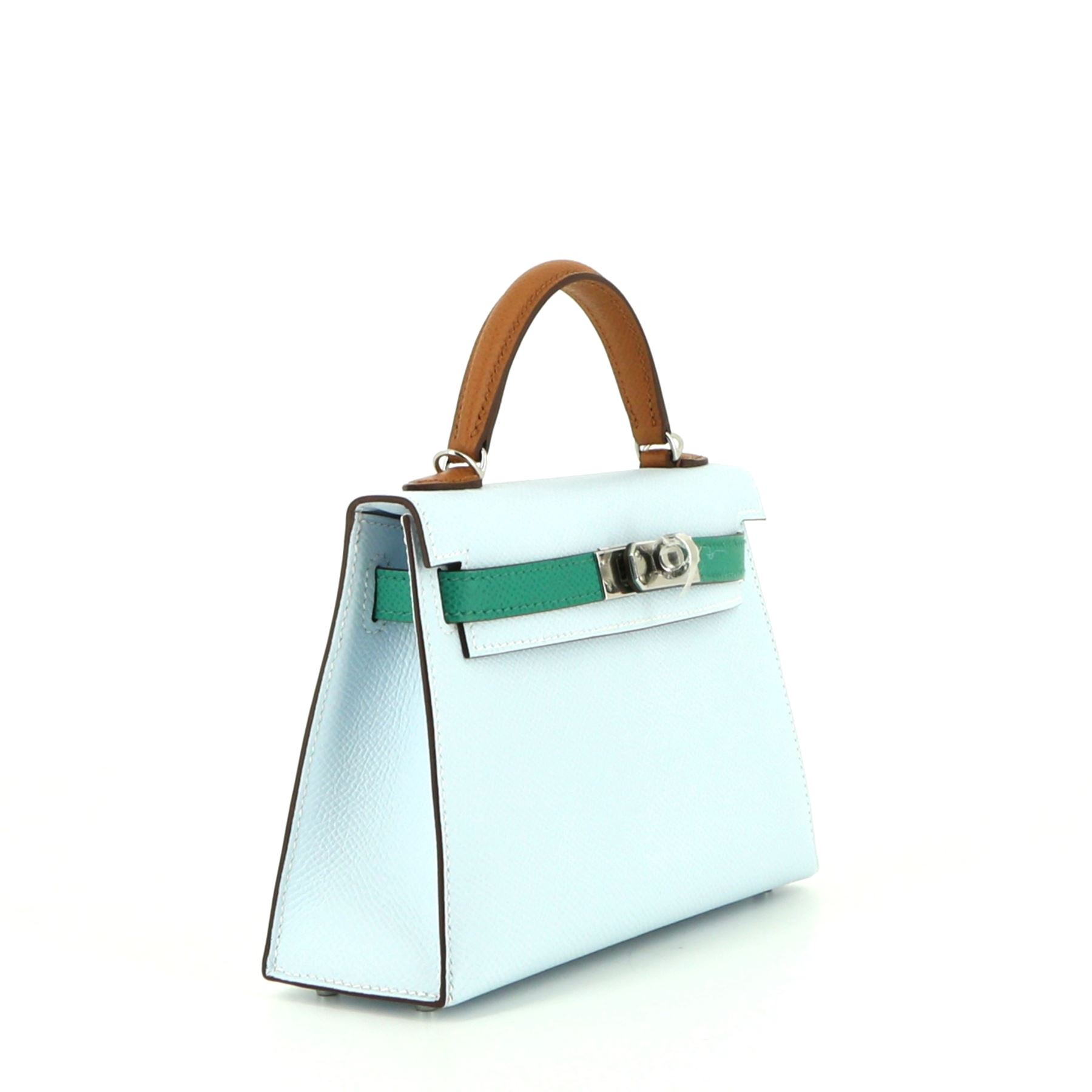 Borsa Hermès Kelly 20 cm in pelle Epsom blu gold e verde