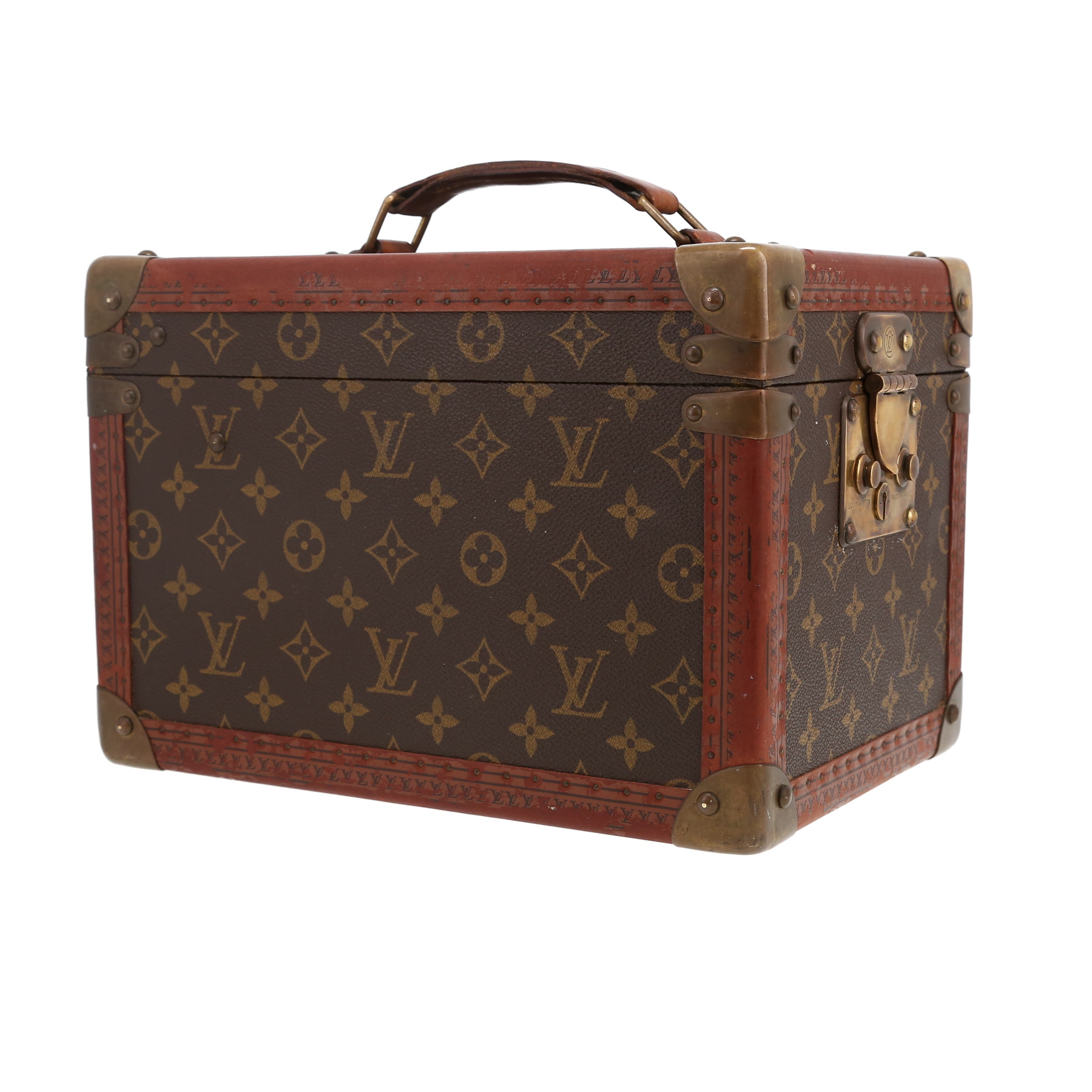 Vanity Louis Vuitton  Boîte à flacons en toile monogram marron et cuir naturel