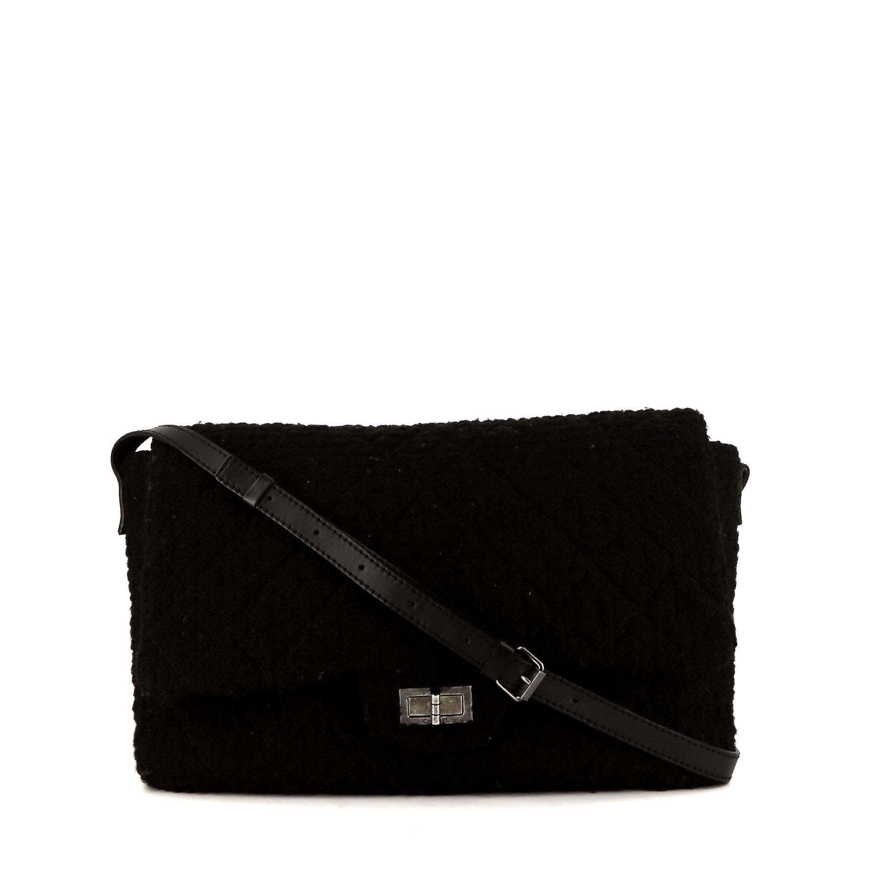 Messenger Shoulder Bag In Black Jersey And Black Leather