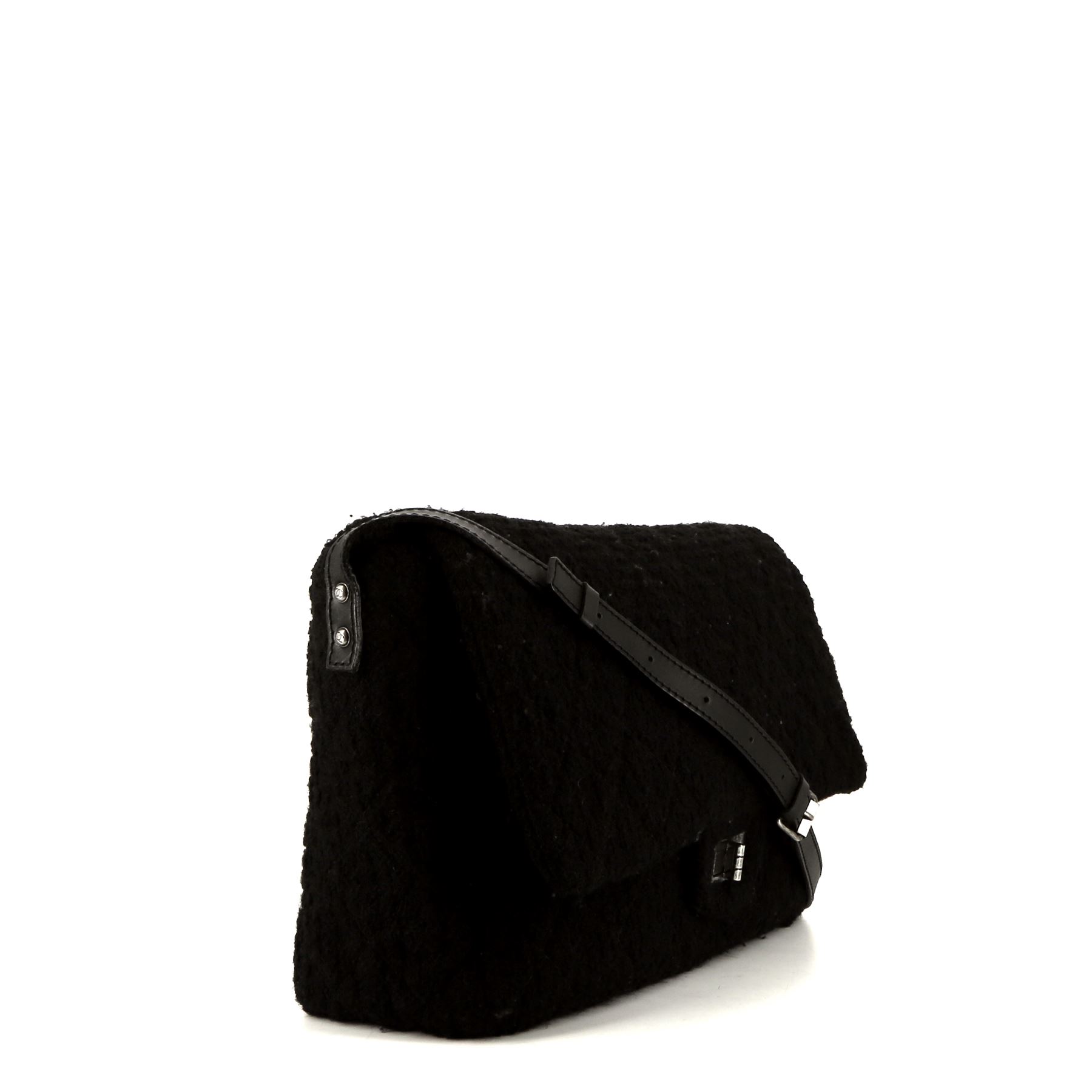 Borsa a tracolla Chanel  Messenger in jersey nero e pelle nera