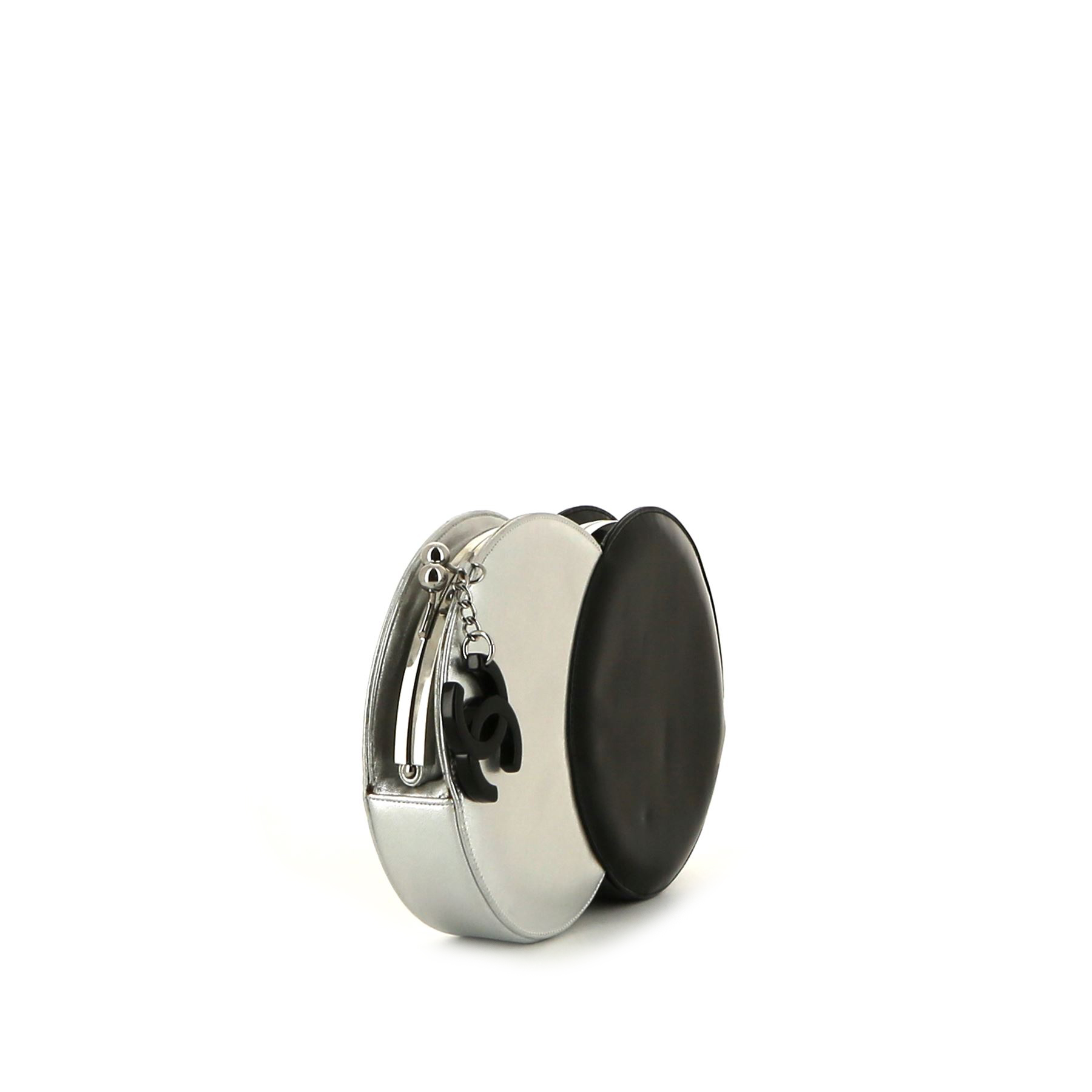 Chanel  Editions Limitées pouch  in black patent leather  and silver leather