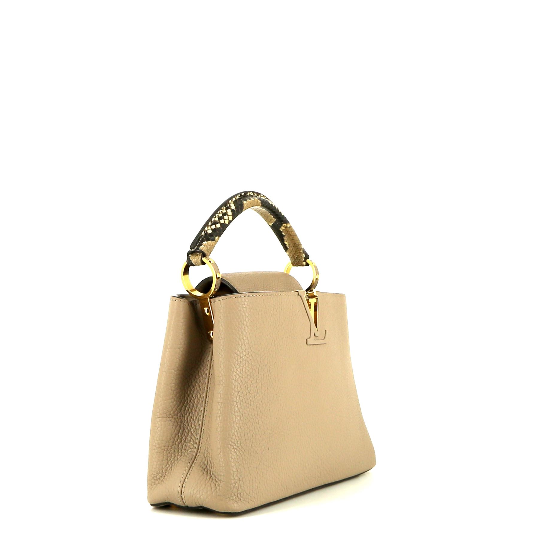 Louis Vuitton  Capucines BB handbag  in beige grained leather  and grey python