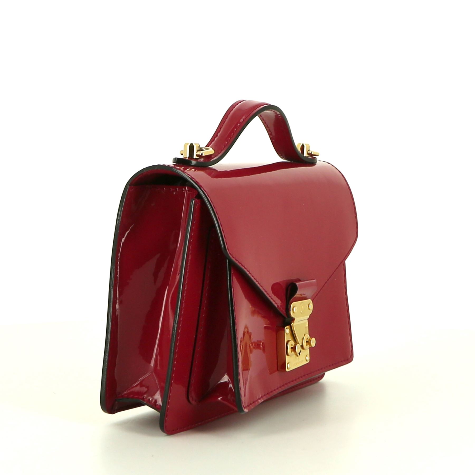Sac bandoulière Louis Vuitton  Monceau en cuir verni rouge grenat