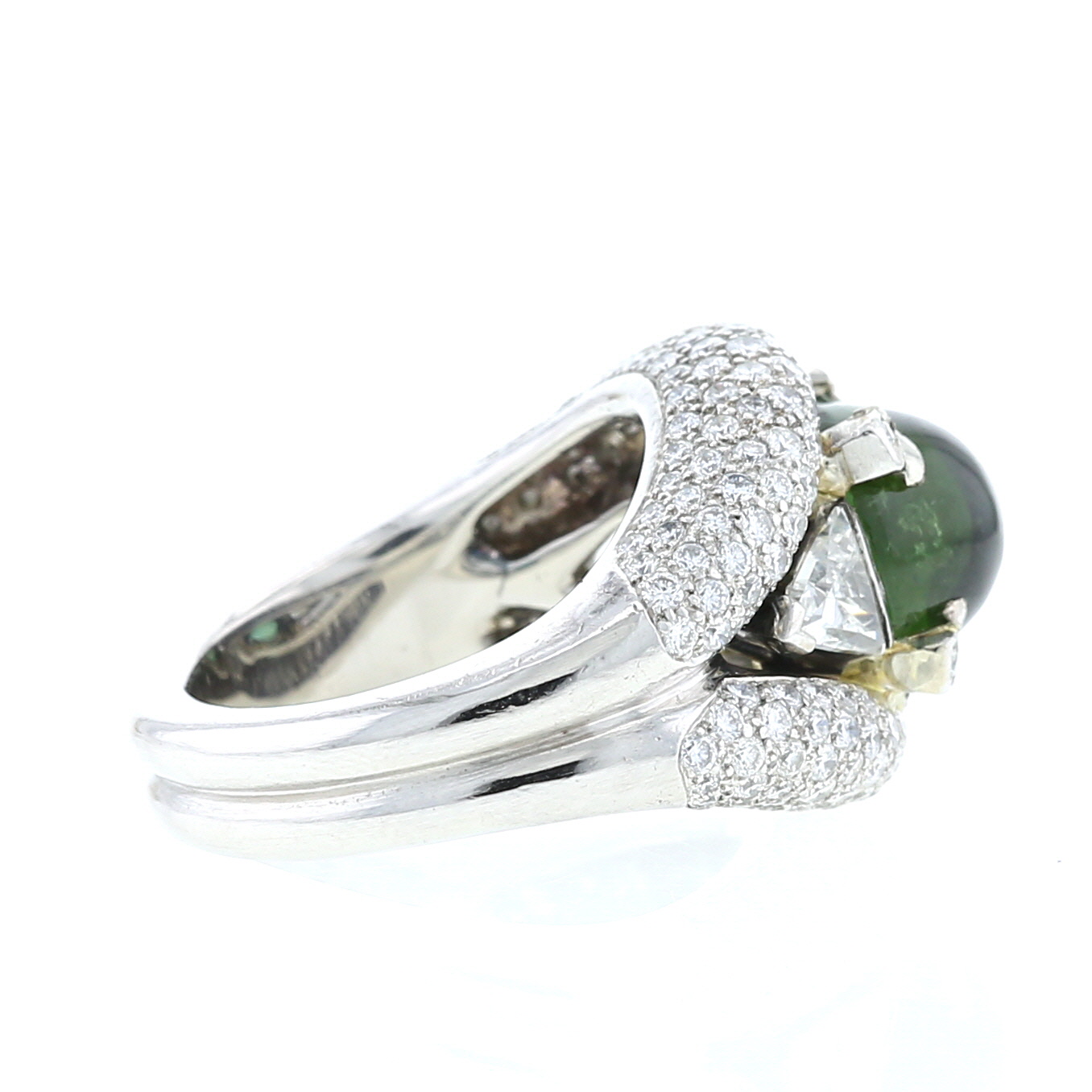 Anello Vintage in platino,  tormalina e diamanti