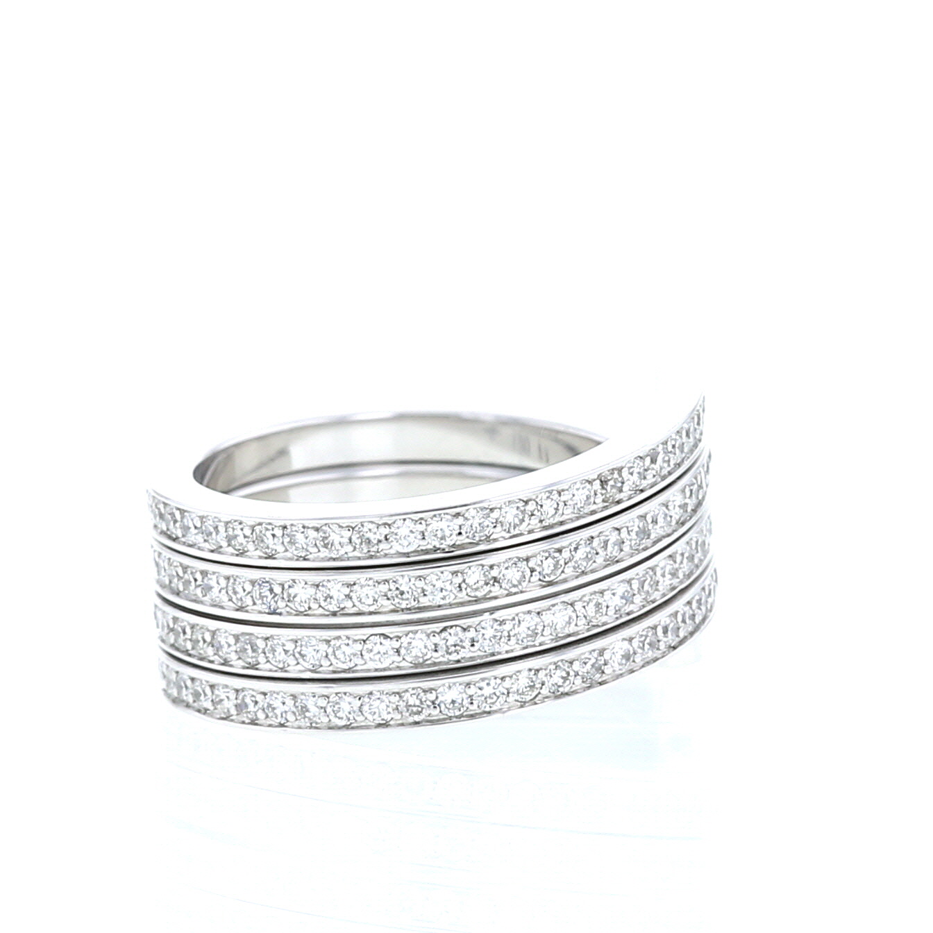 Paire de bagues Dinh Van Spirale grand modèle en or blanc et diamants