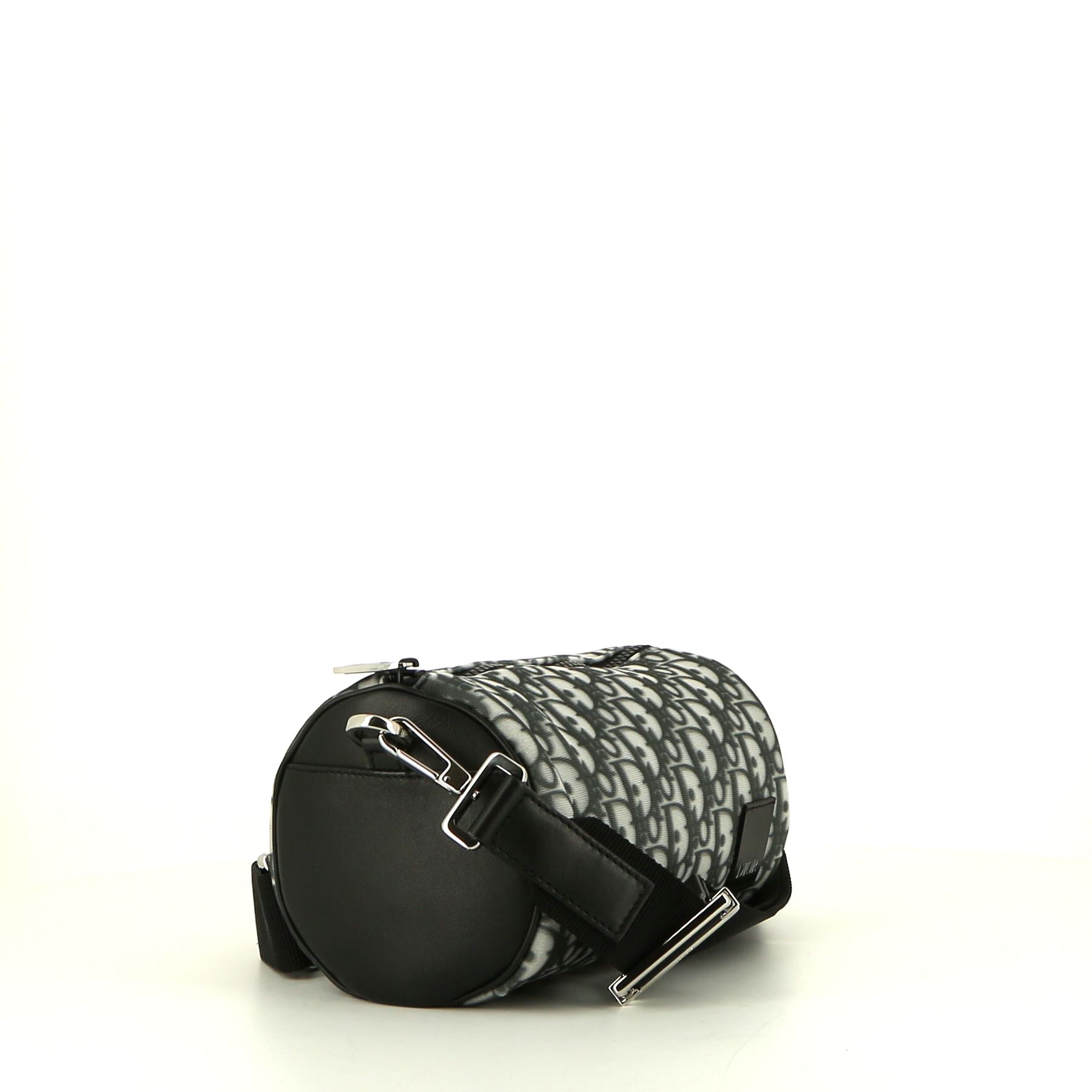 Sac bandoulière Dior Roller en toile monogram Oblique bleue et cuir noir