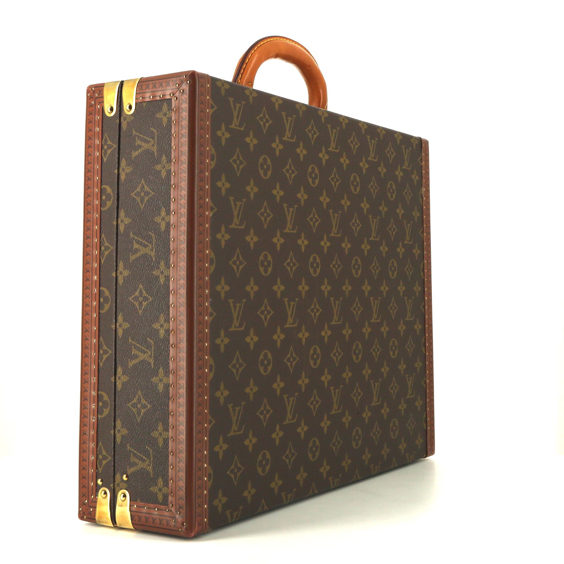 Louis Vuitton  President suitcase  in brown monogram canvas  and natural leather