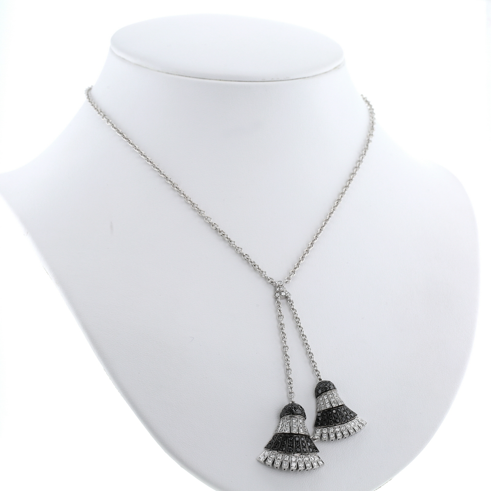 Collana De Grisogono Ventaglio in oro bianco,  diamanti e diamanti neri