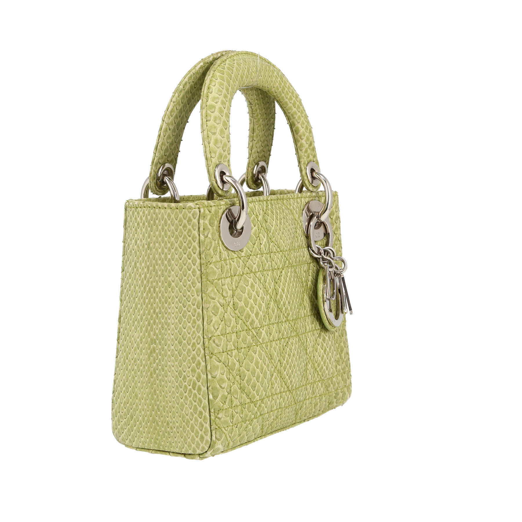 Sac à main Dior  Lady Dior mini  en python vert
