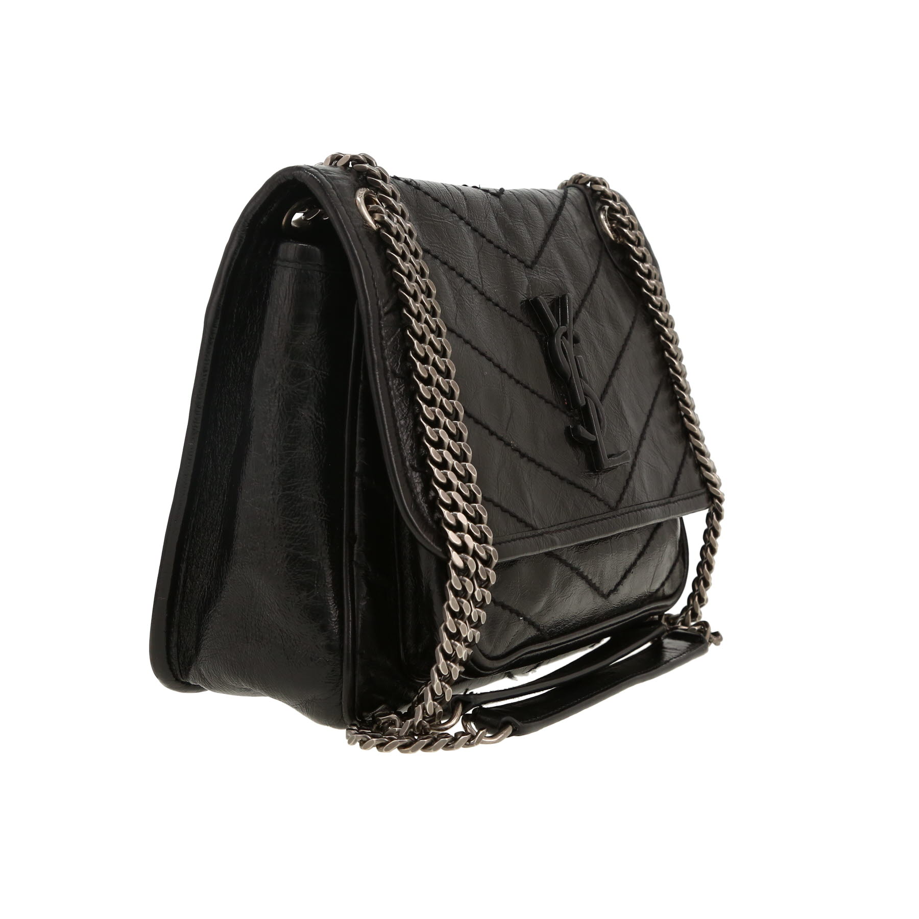Sac bandoulière Saint Laurent  Niki en cuir matelassé chevrons noir
