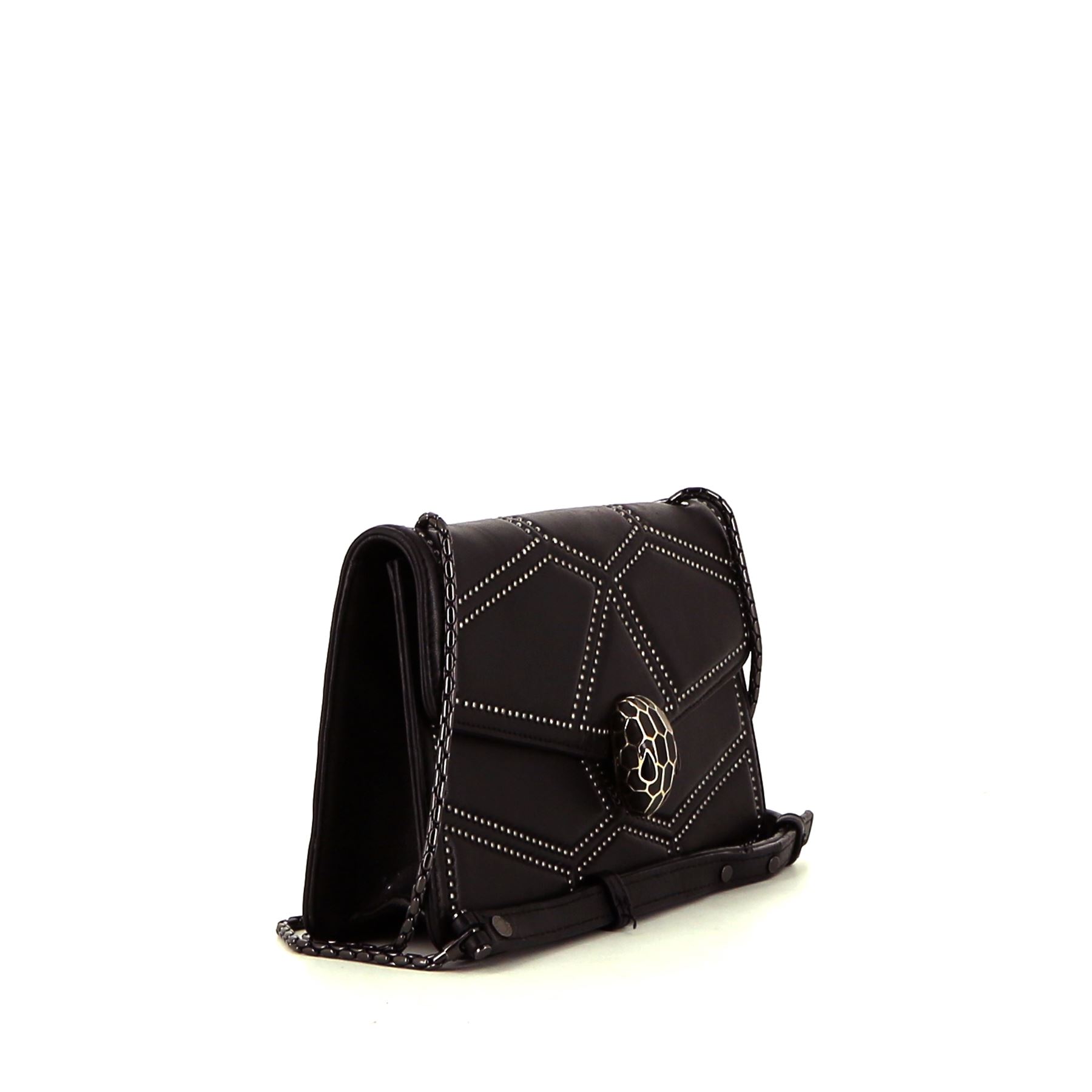 Bolso de mano Bulgari Serpenti en cuero negro