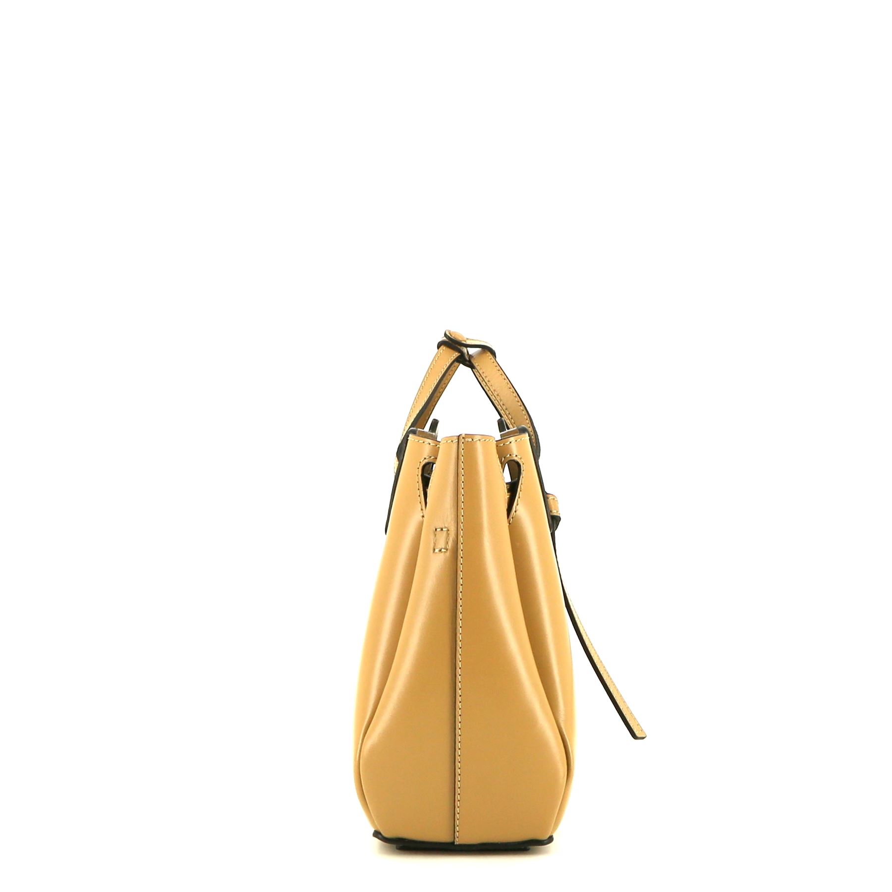 Lazo Mini Handbag In Beige Smooth Leather