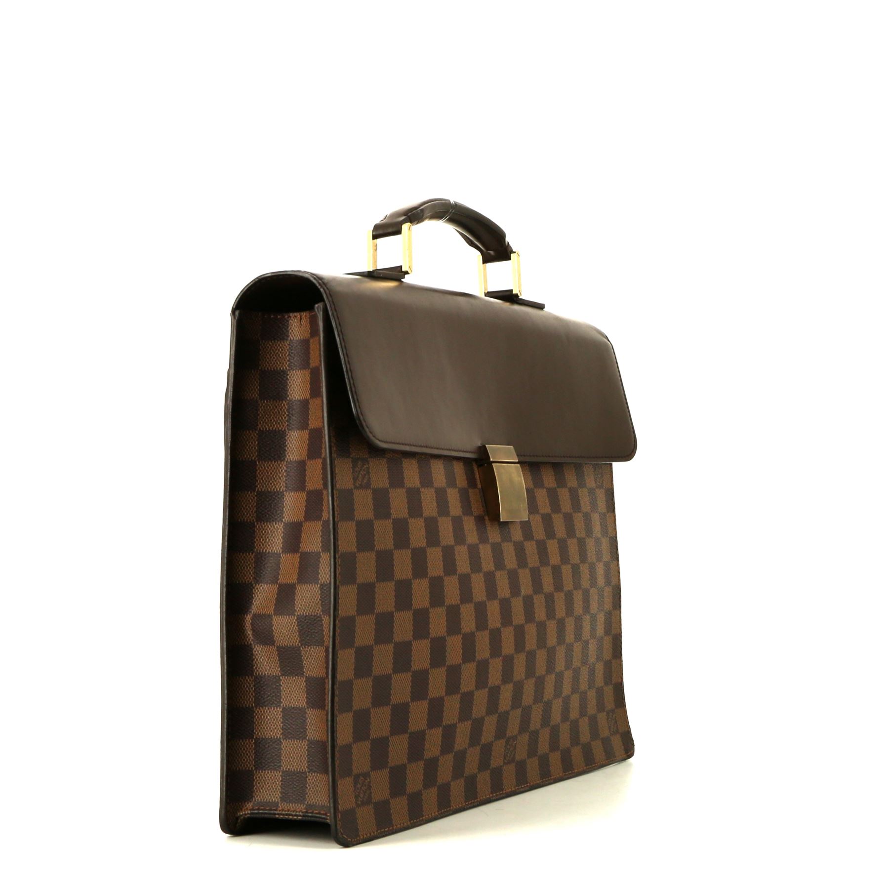 Louis Vuitton Porte documents Voyage briefcase in ebene damier canvas and brown leather