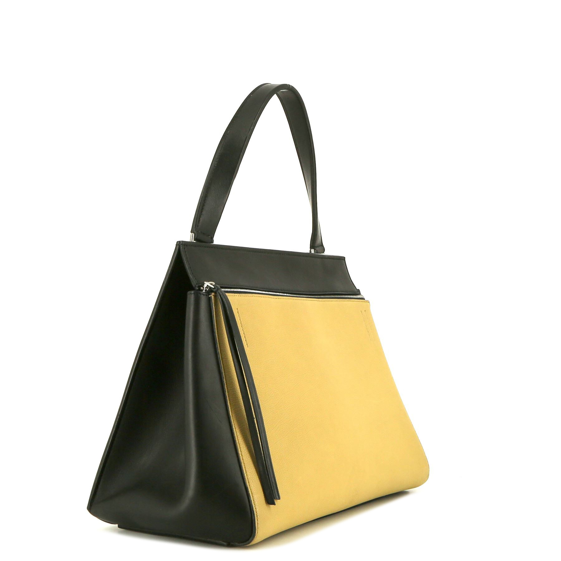 Celine Edge handbag in yellow and black grained leather