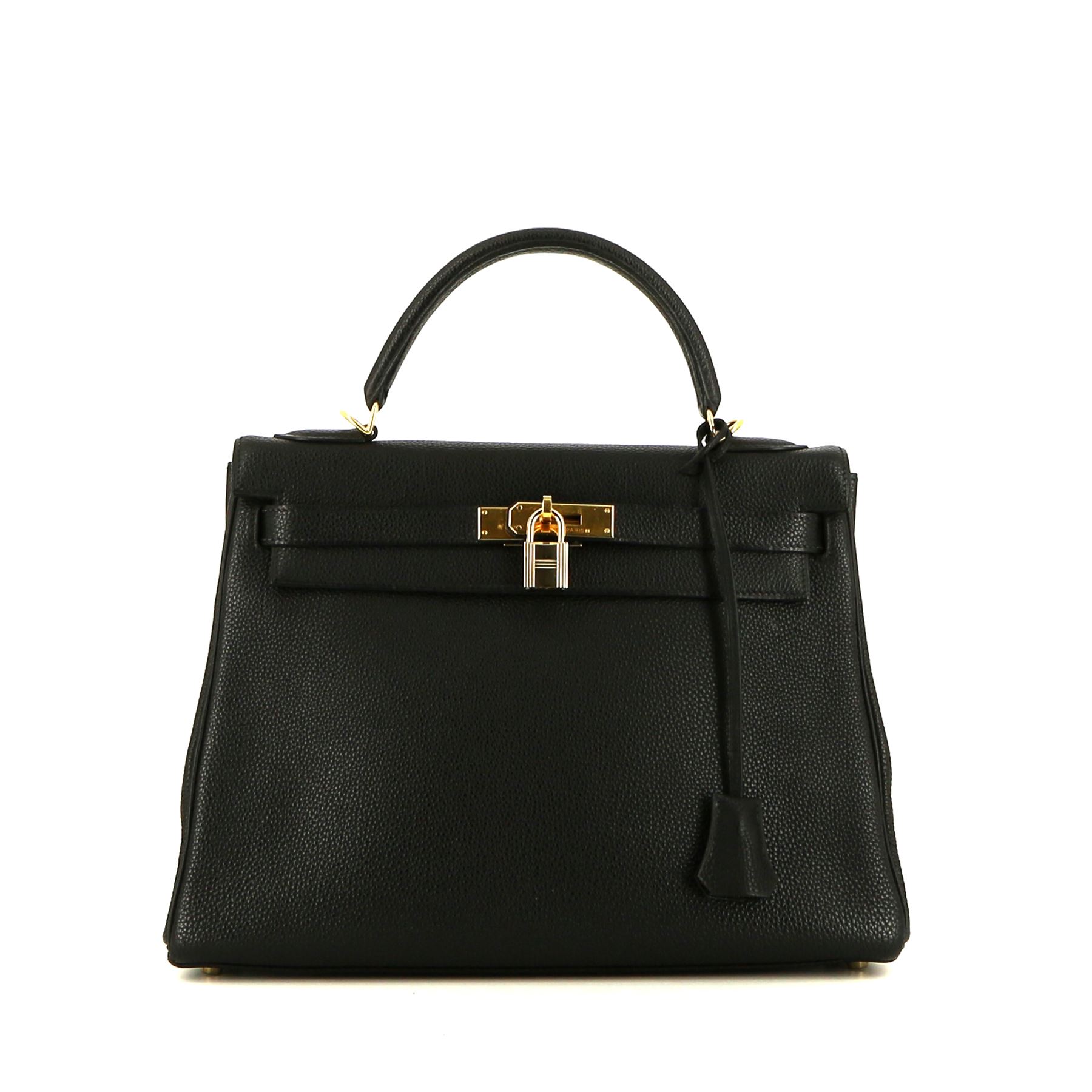 Kelly 32 cm Handbag In Black Togo Leather