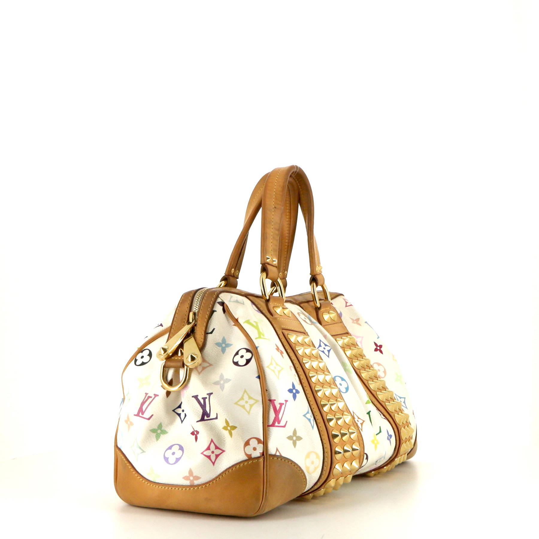 Sac à main Louis Vuitton Courtney en toile monogram multicolore et cuir naturel