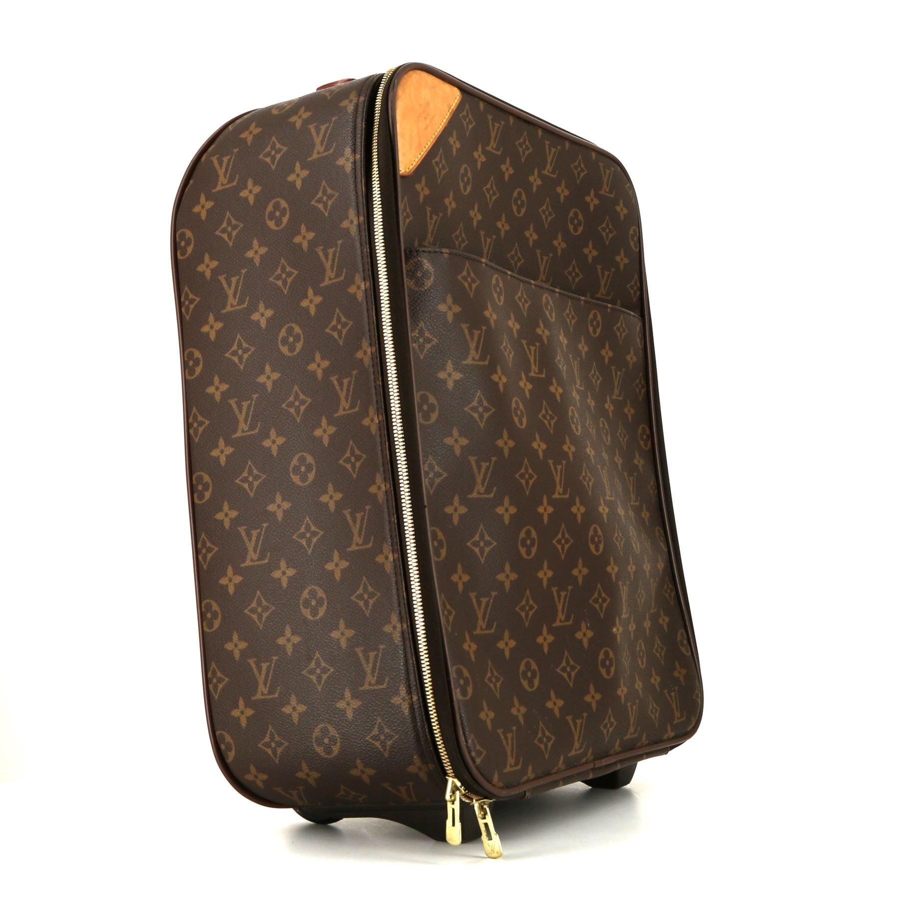 Valise souple Louis Vuitton  Pegase en toile monogram marron et cuir naturel