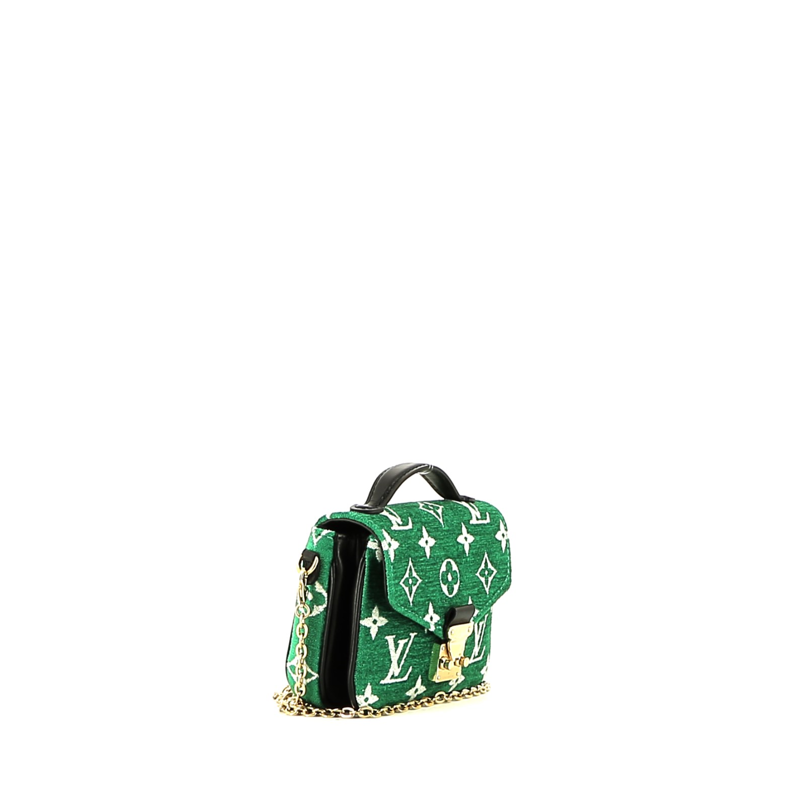 Bolso de mano Louis Vuitton Metis micro en terciopelo verde y blanco y cuero negro