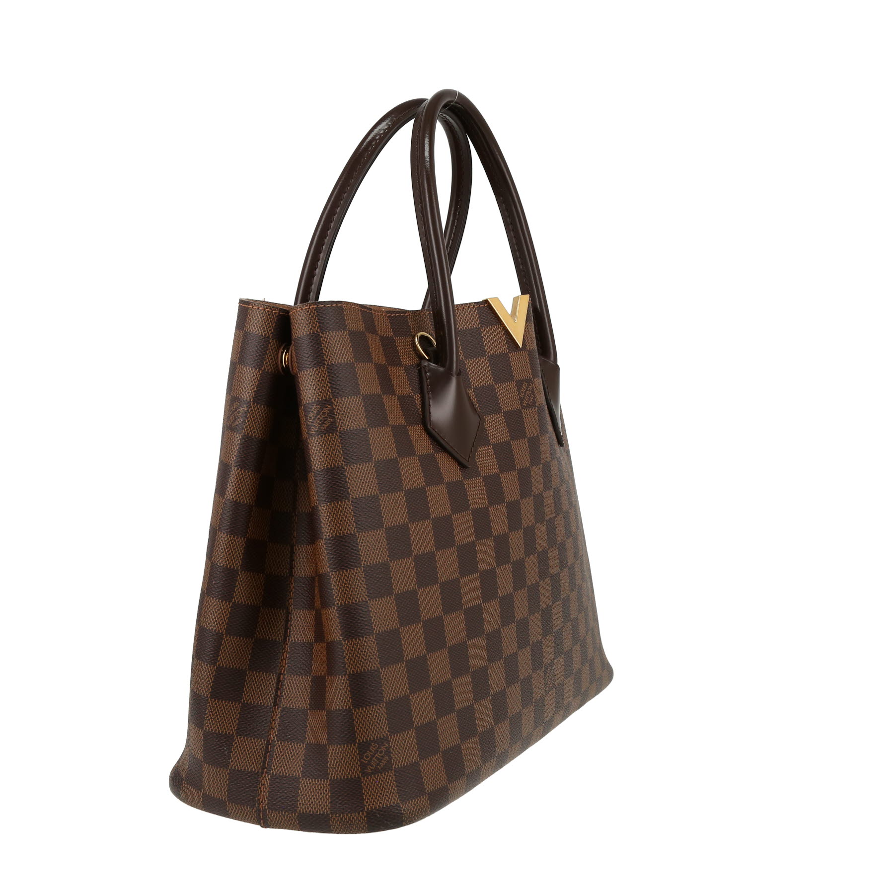 Louis Vuitton  Kensington handbag  in ebene damier canvas  and brown leather
